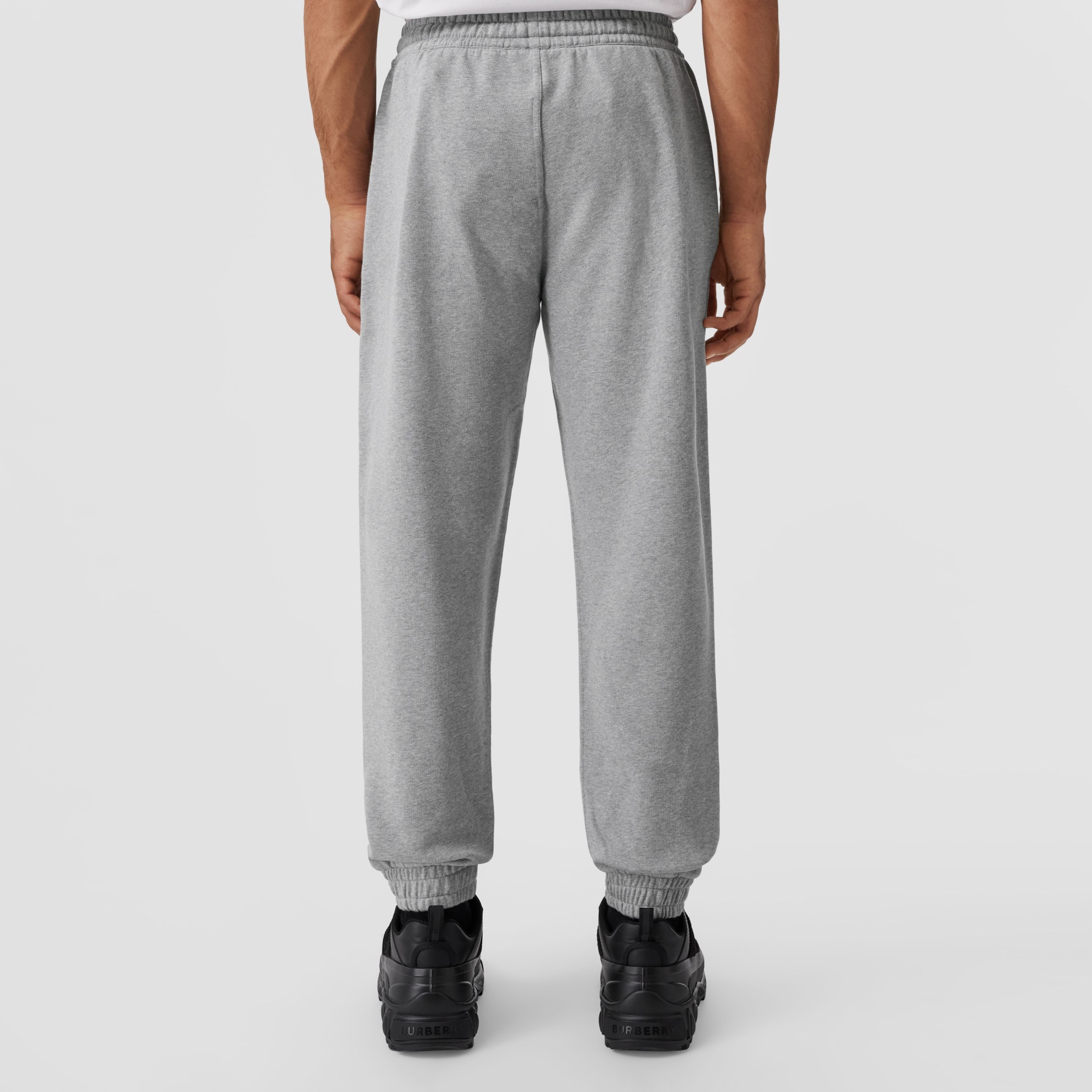 Oak Leaf Crest Cotton Jogging Pants in Pale Grey Melange Men