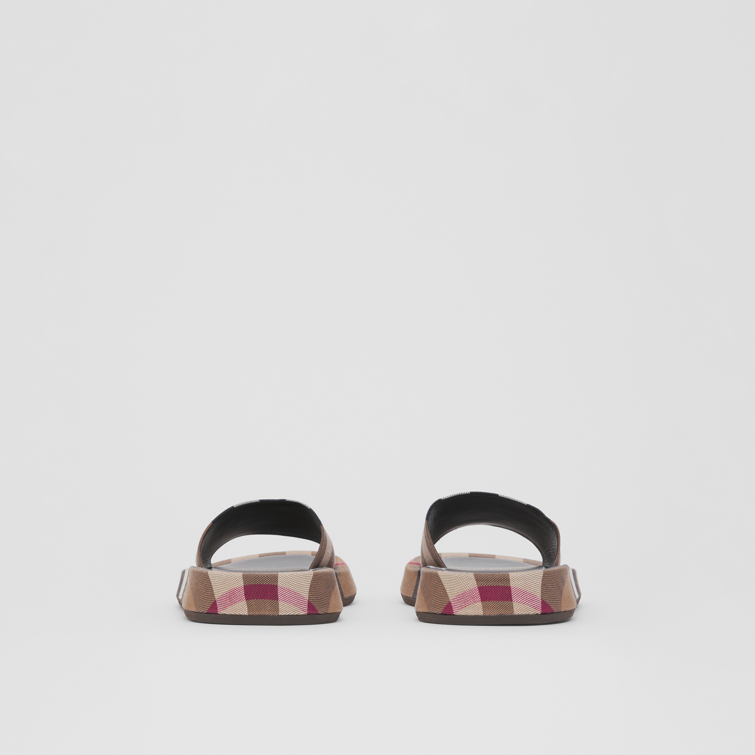 Check Cotton Slides in Birch Brown - Women | Burberry® Official - 4