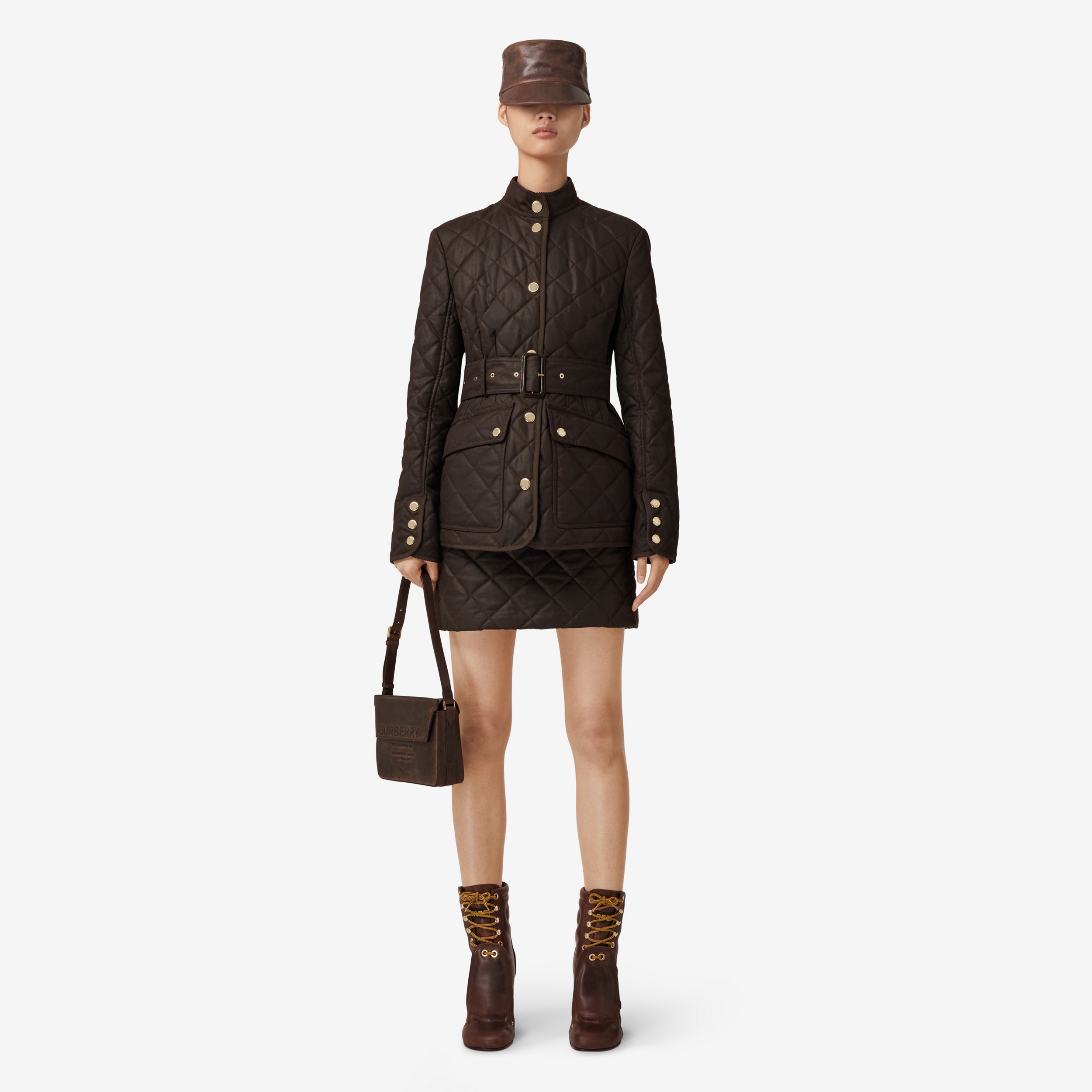 Diamond Quilted Waxed Cotton Jacket in Dark Brown - Women | Burberry® Official - 2