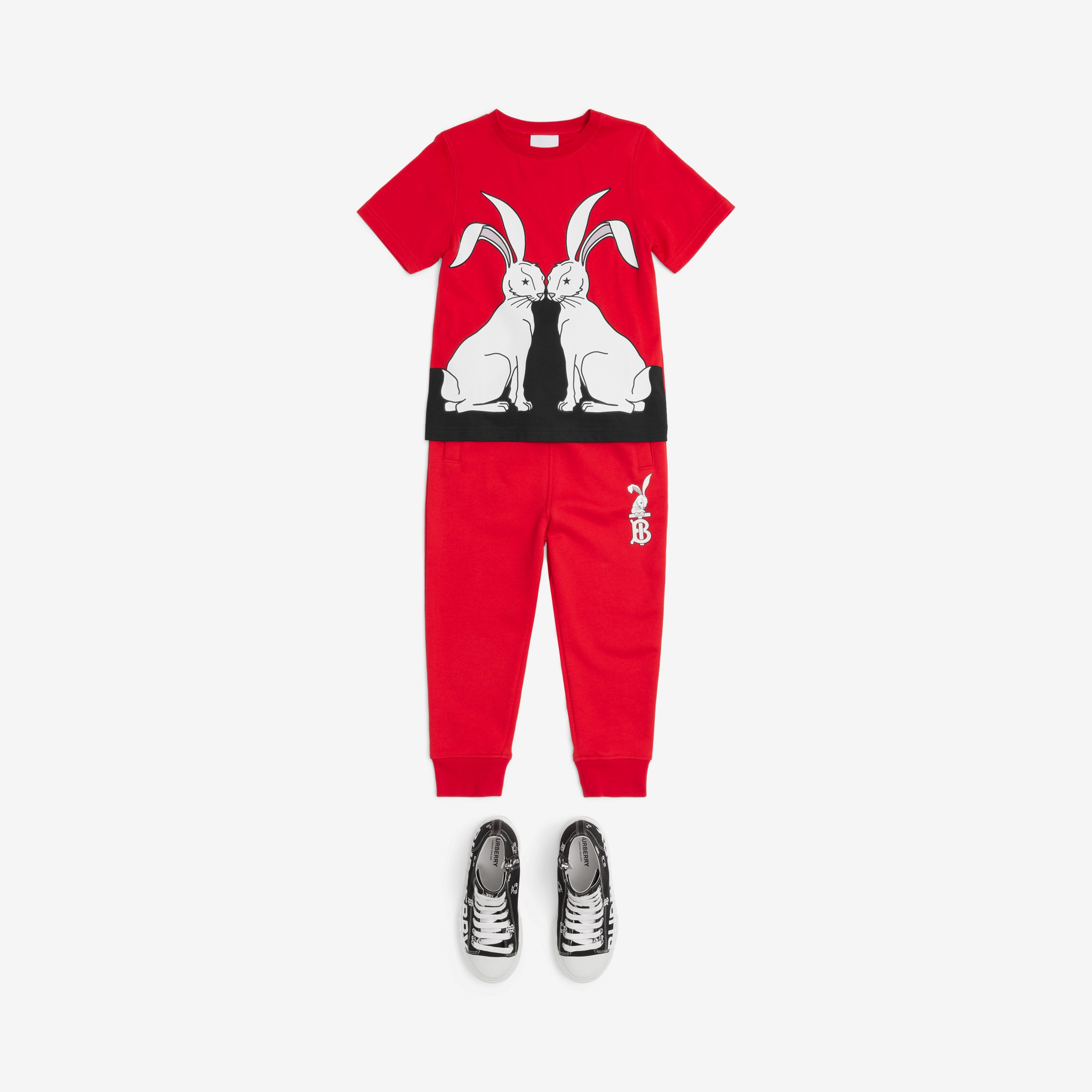 Camiseta en algodón con estampado de conejo (Rojo Intenso) | Burberry® oficial - 4