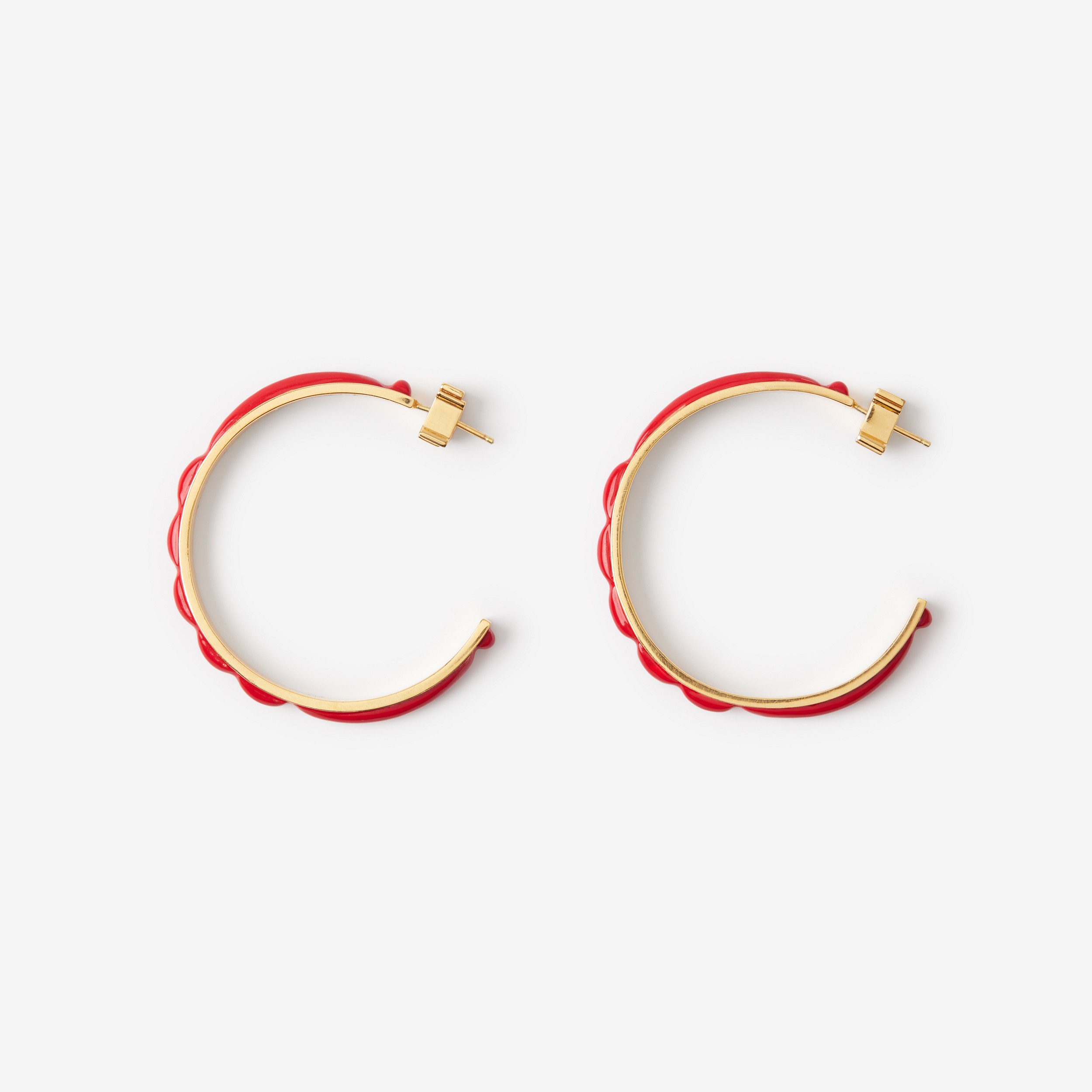 Enamel and Gold-plated Lola Hoop Earrings in Light Gold/bright Red - Women | Burberry® Official - 3
