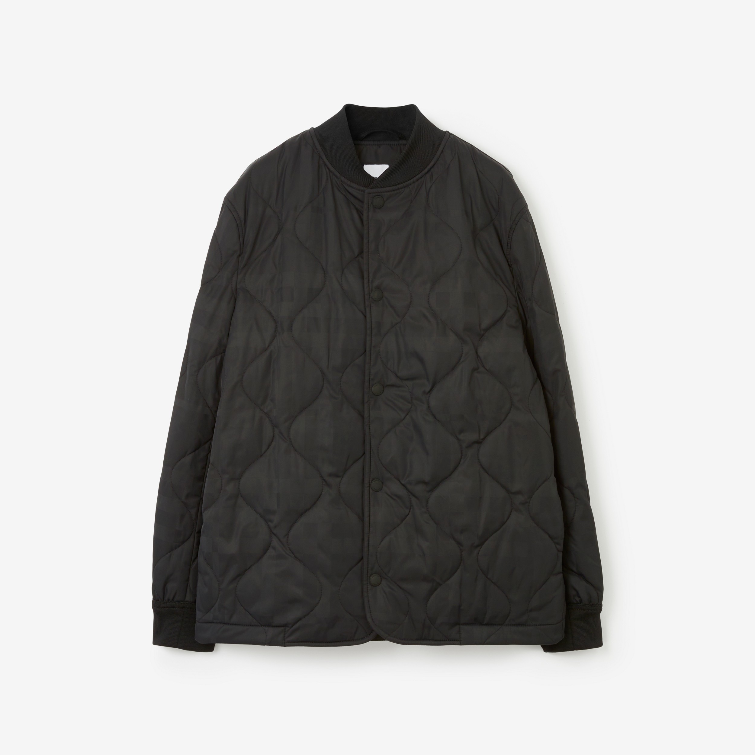 Quilted Check Nylon Bomber Jacket in Black - Men | Burberry® Official - 1