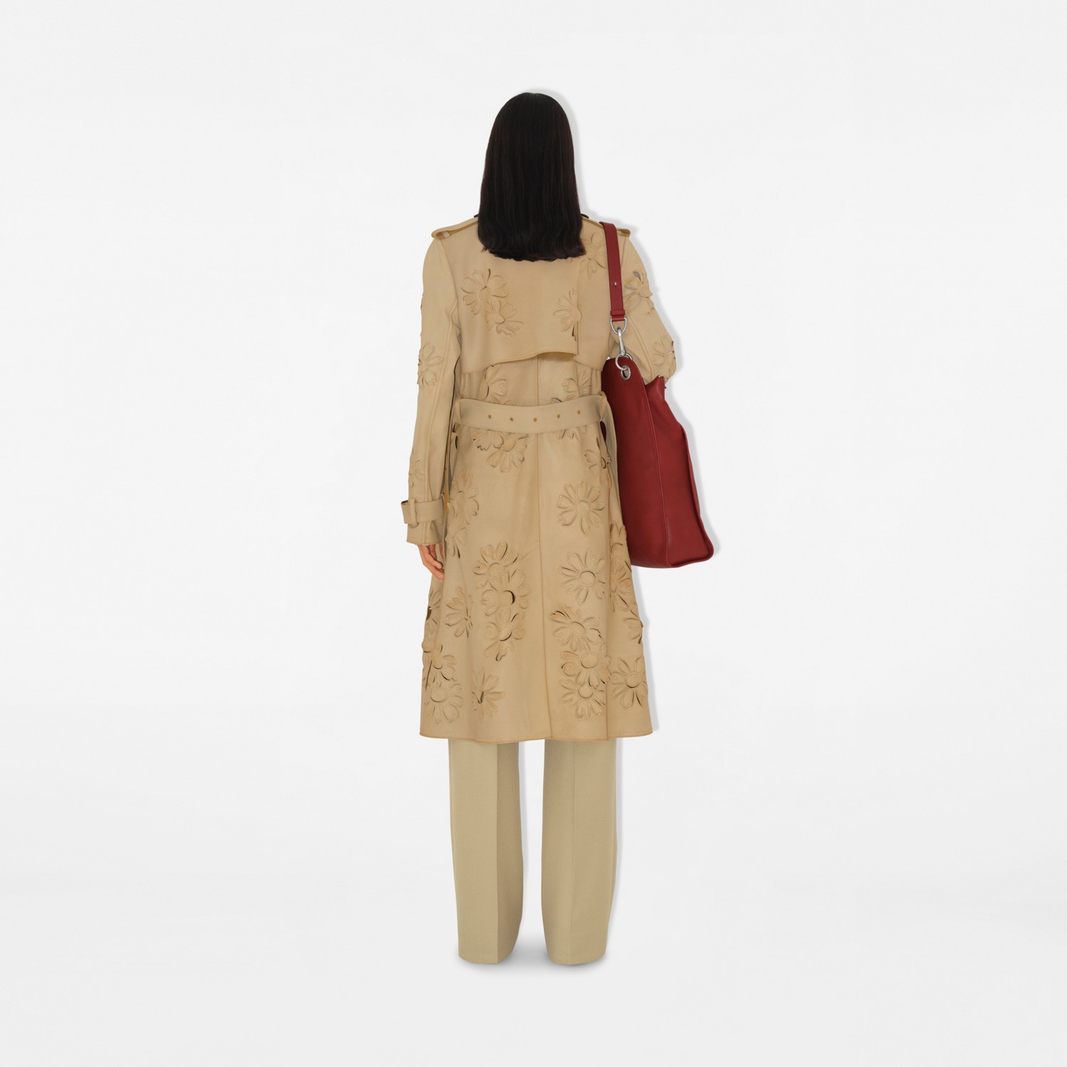 Long Cutout Daisy Suede Trench Coat in Tan - Women Long Cutout Daisy Suede Trench Coat in Tan - Women