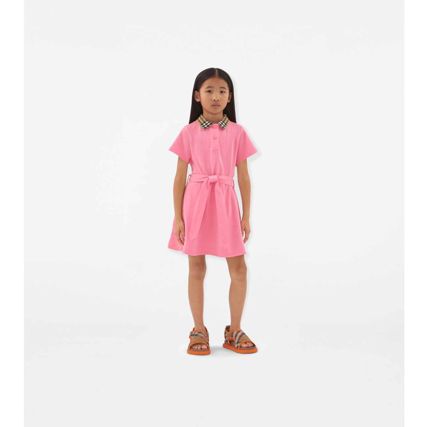 Robe polo à col Check en coton