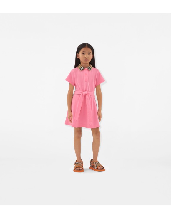 Vestido estilo camisa polo de algodão com colarinho Check