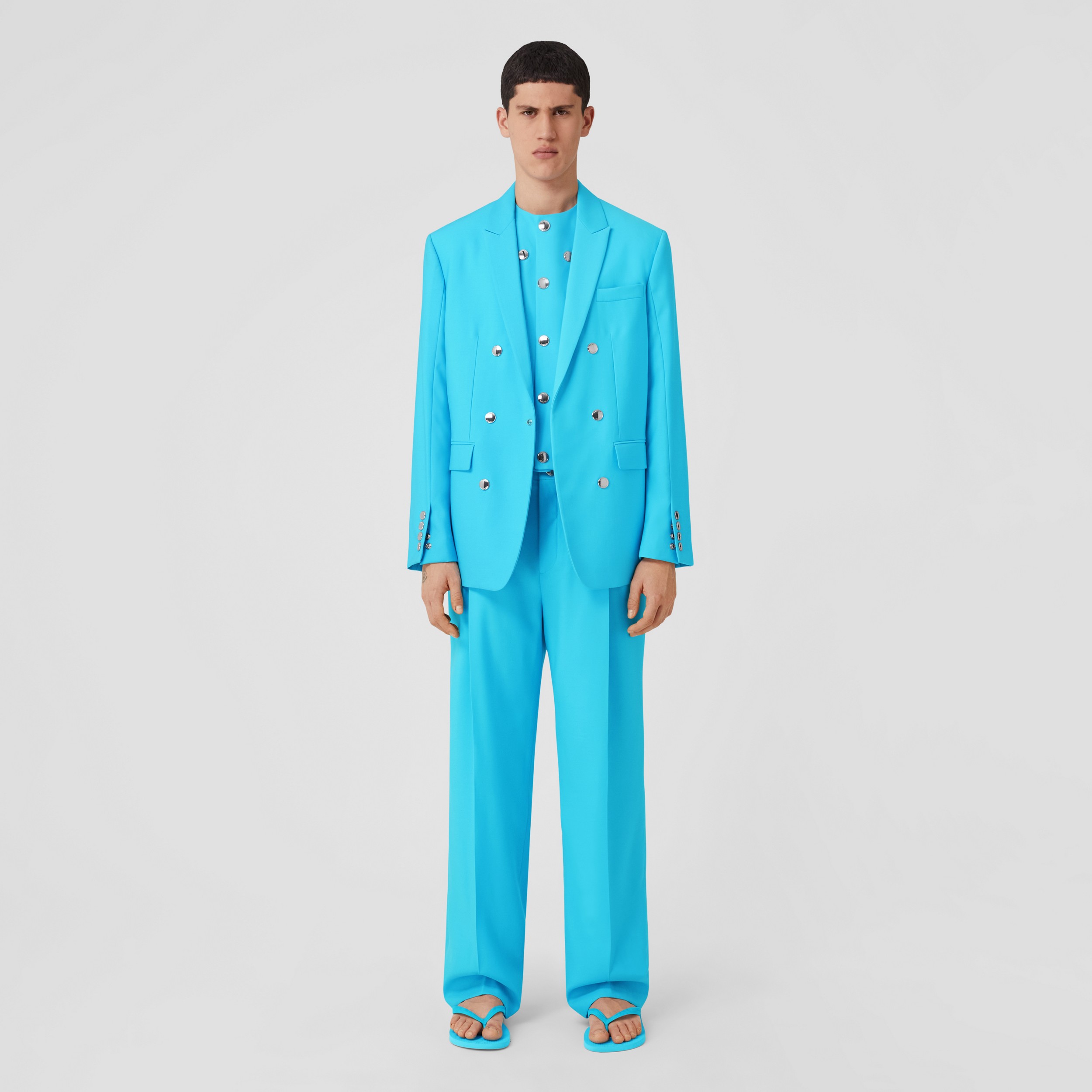 Veste de costume en laine (Bleu Opale Vif) - Homme | Site officiel Burberry® - 3