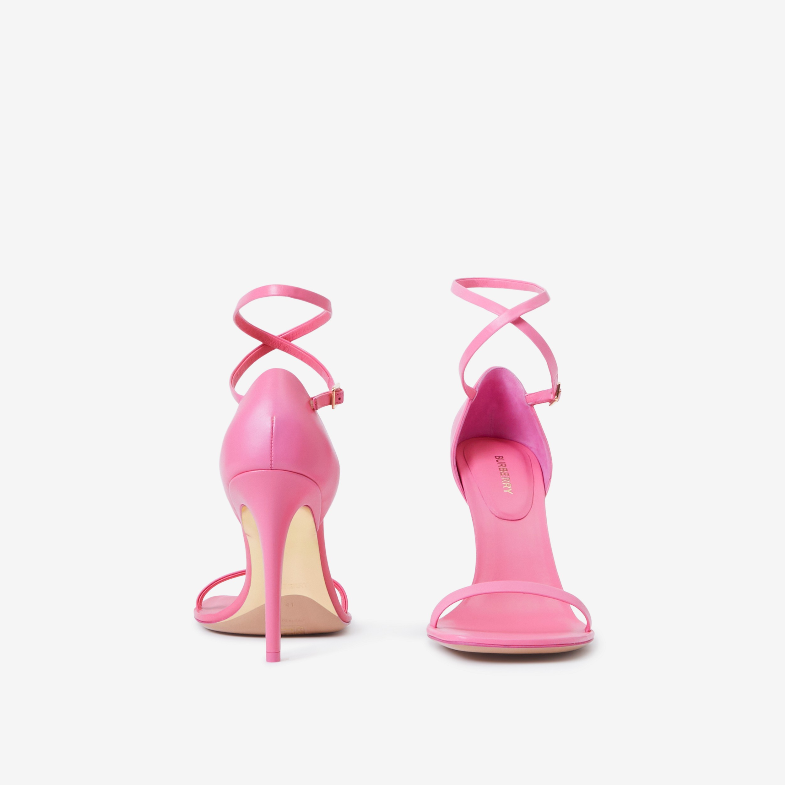 Stiletto-heel Leather Sandals in Bubblegum Pink - Women | Burberry® Official - 4