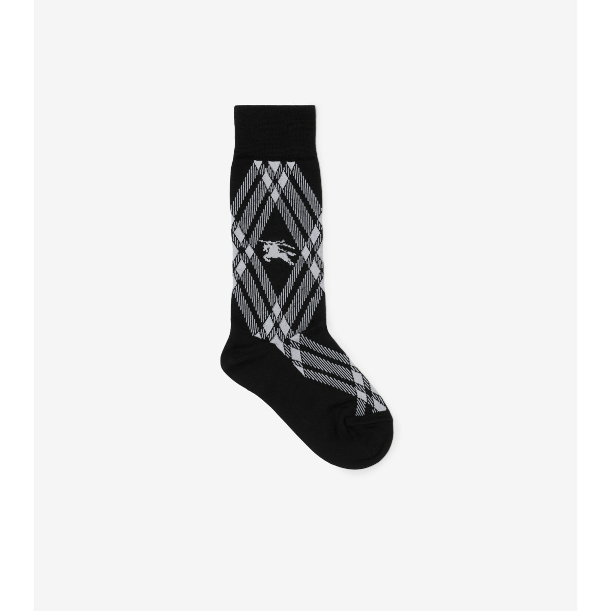 Burberry Check Cotton Blend Socks In Black/white