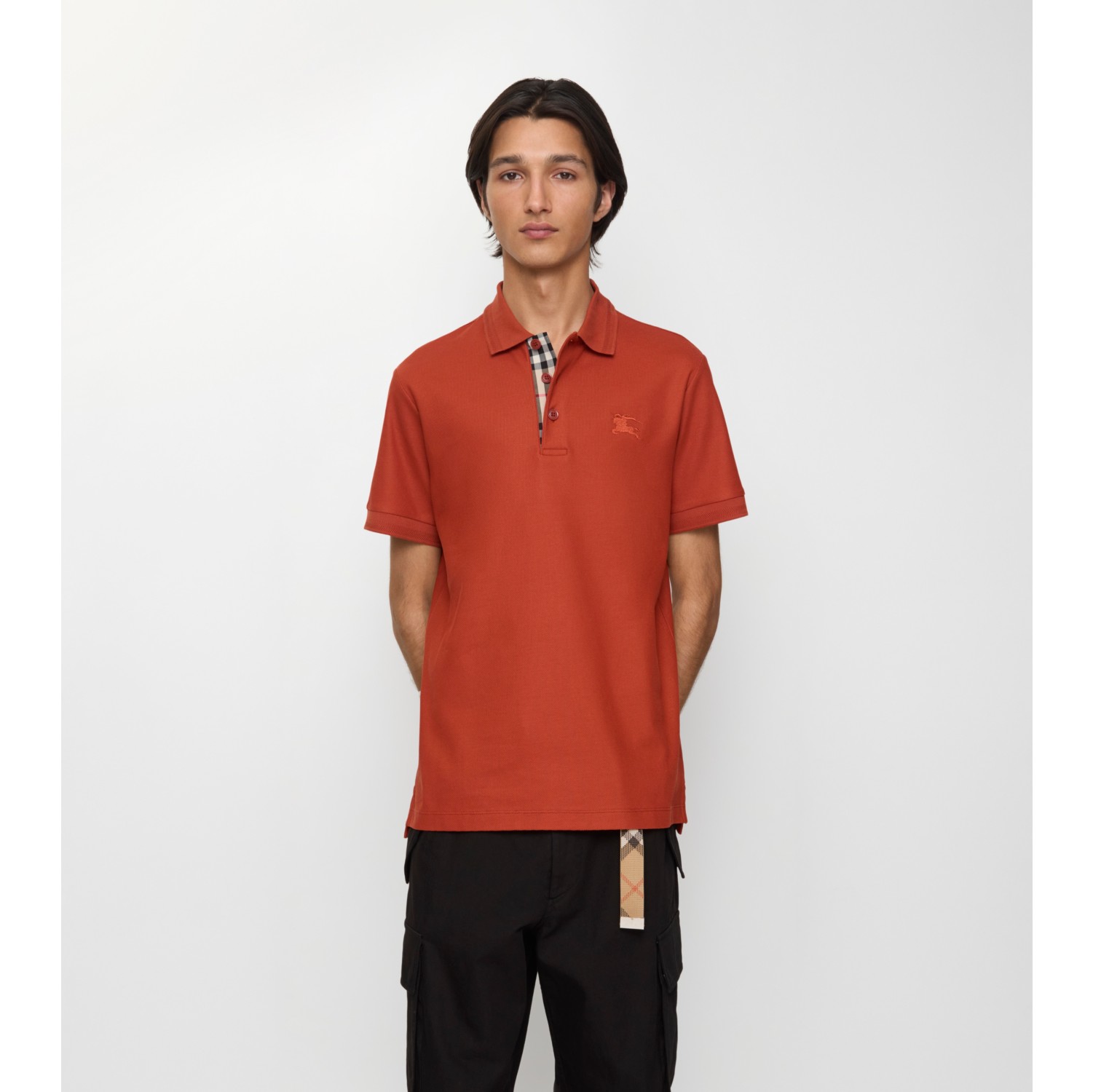 Cotton Polo Shirt in Fire orange - Men | Burberry® Official