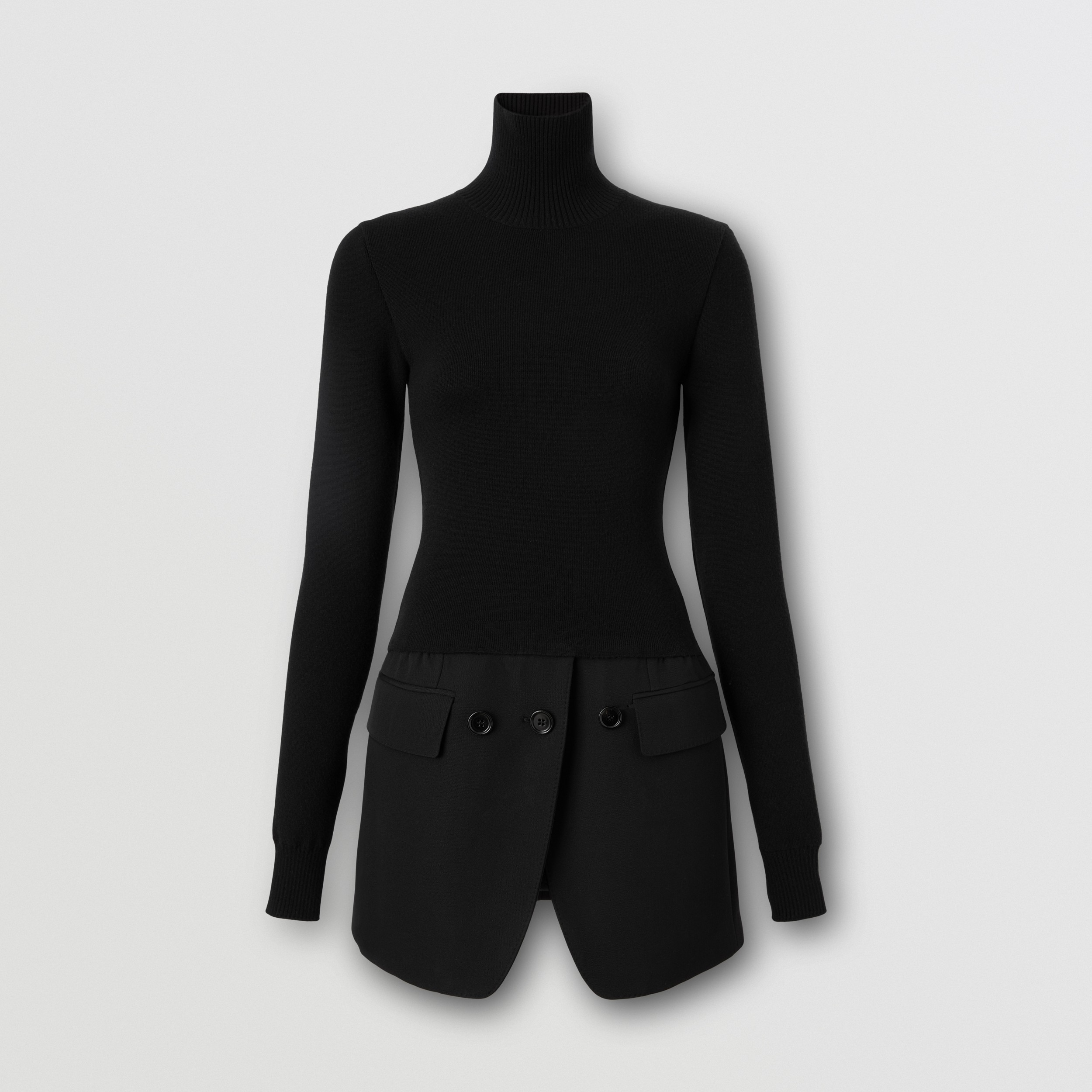 Pull à col roulé en laine avec détail de veste (Noir) - Femme | Site officiel Burberry® - 4