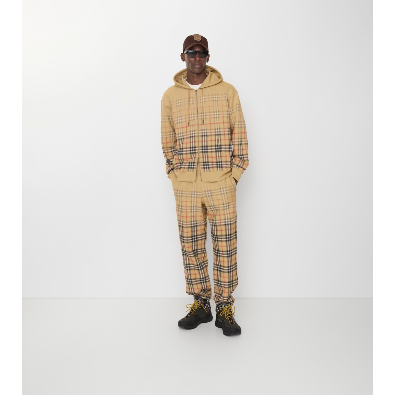 Gradient Check Cotton Jogging Pants