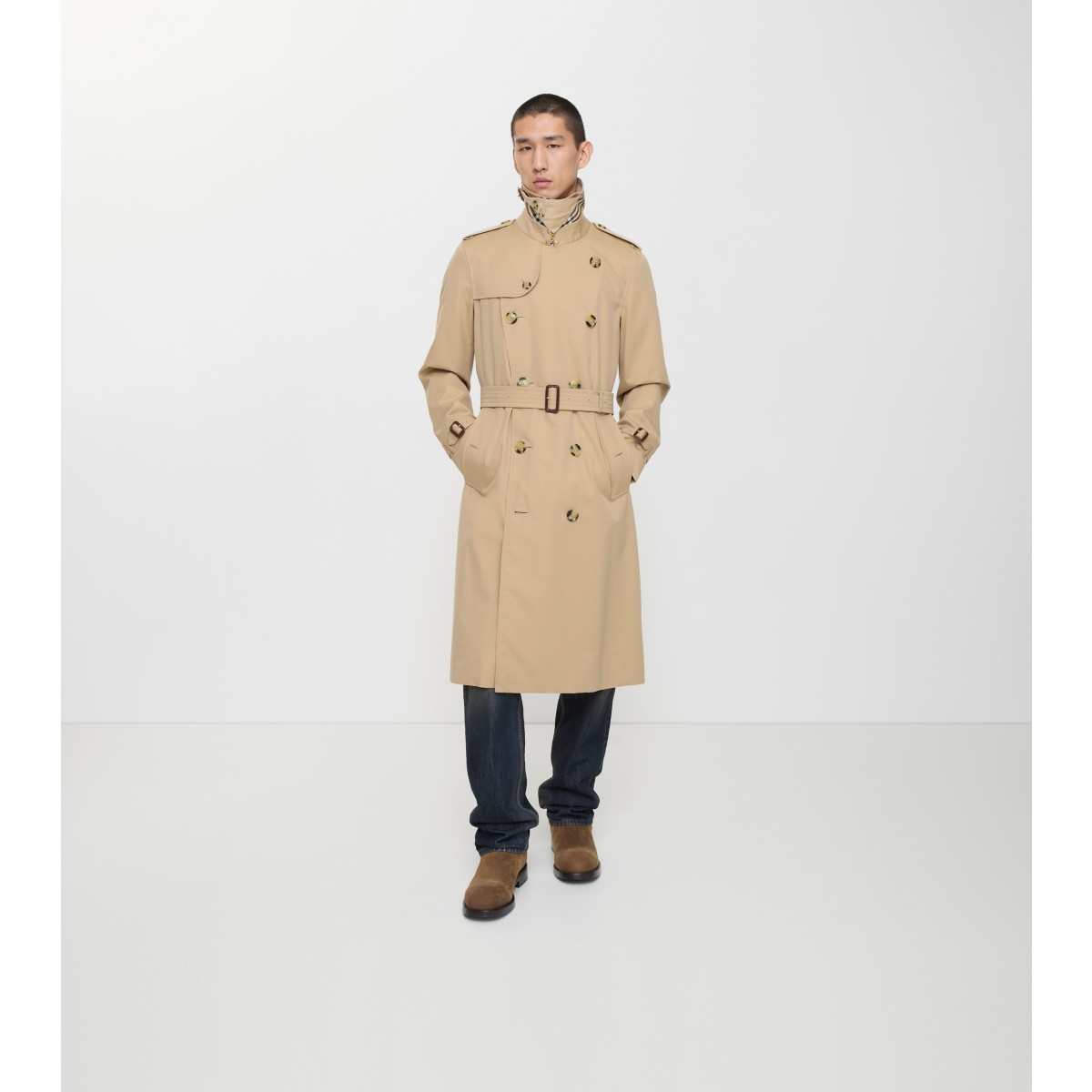  Check Long Kensington Heritage Trench Coat