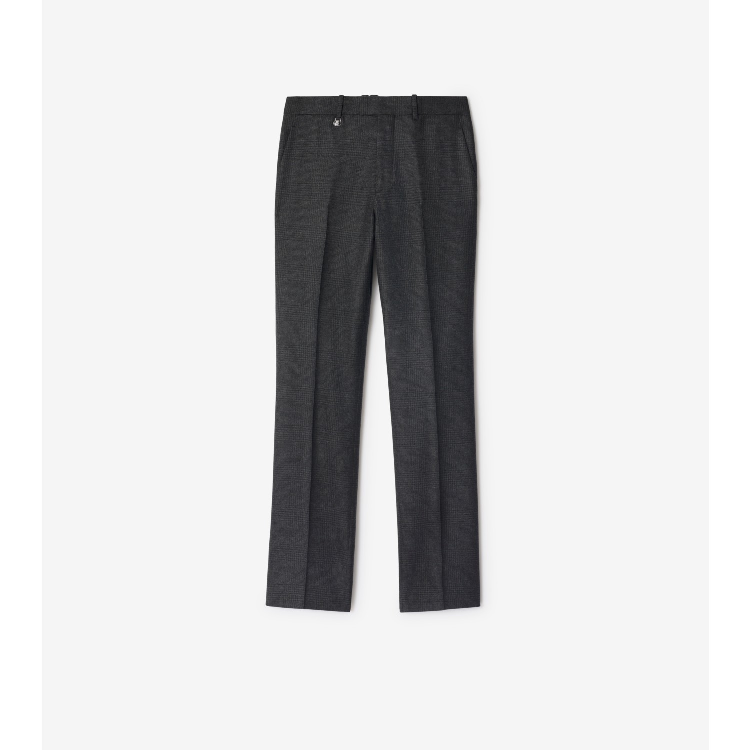 Check Wool Cashmere Tailored Trousers