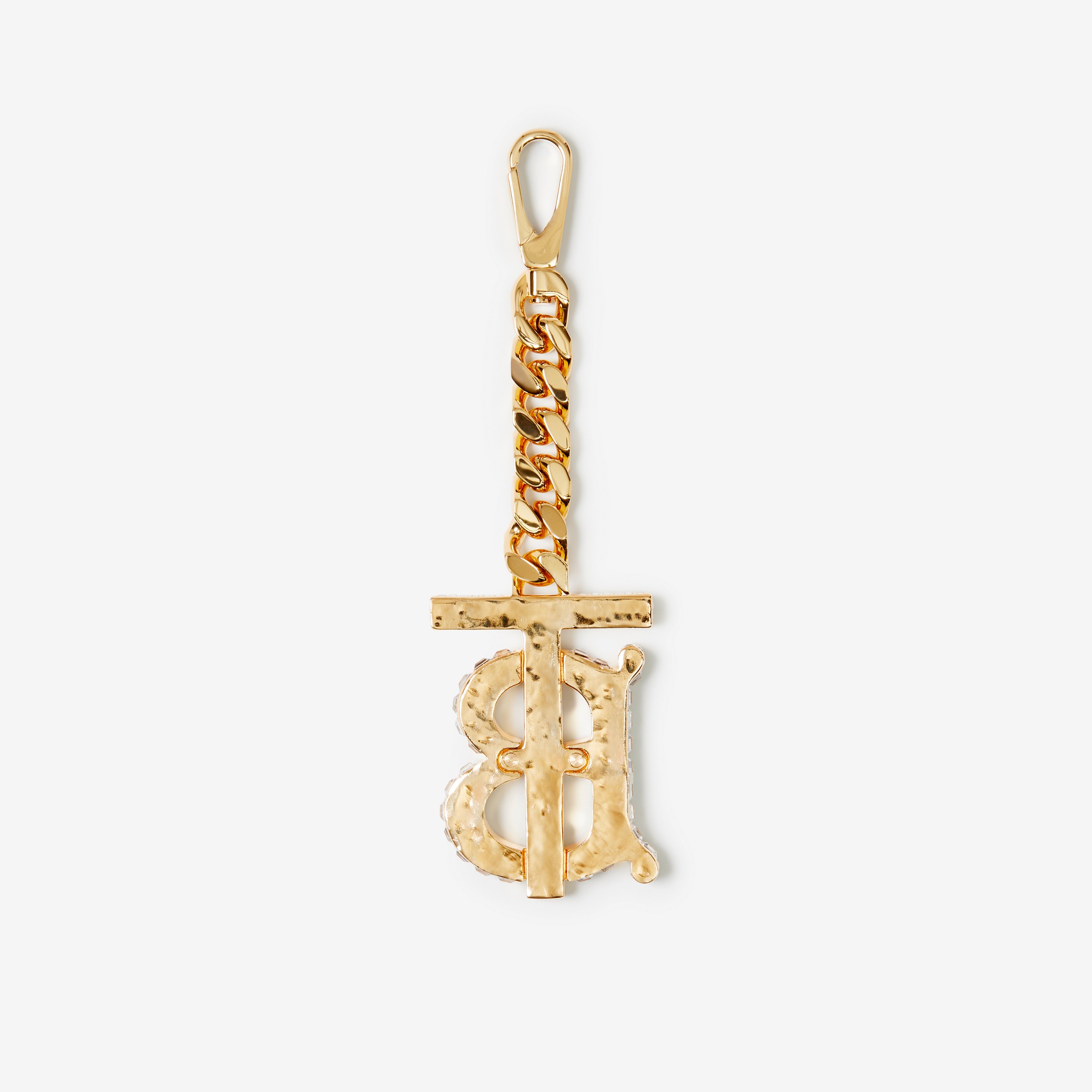 Crystal Monogram Motif Key Ring in Light Gold - Women | Burberry® Official - 2