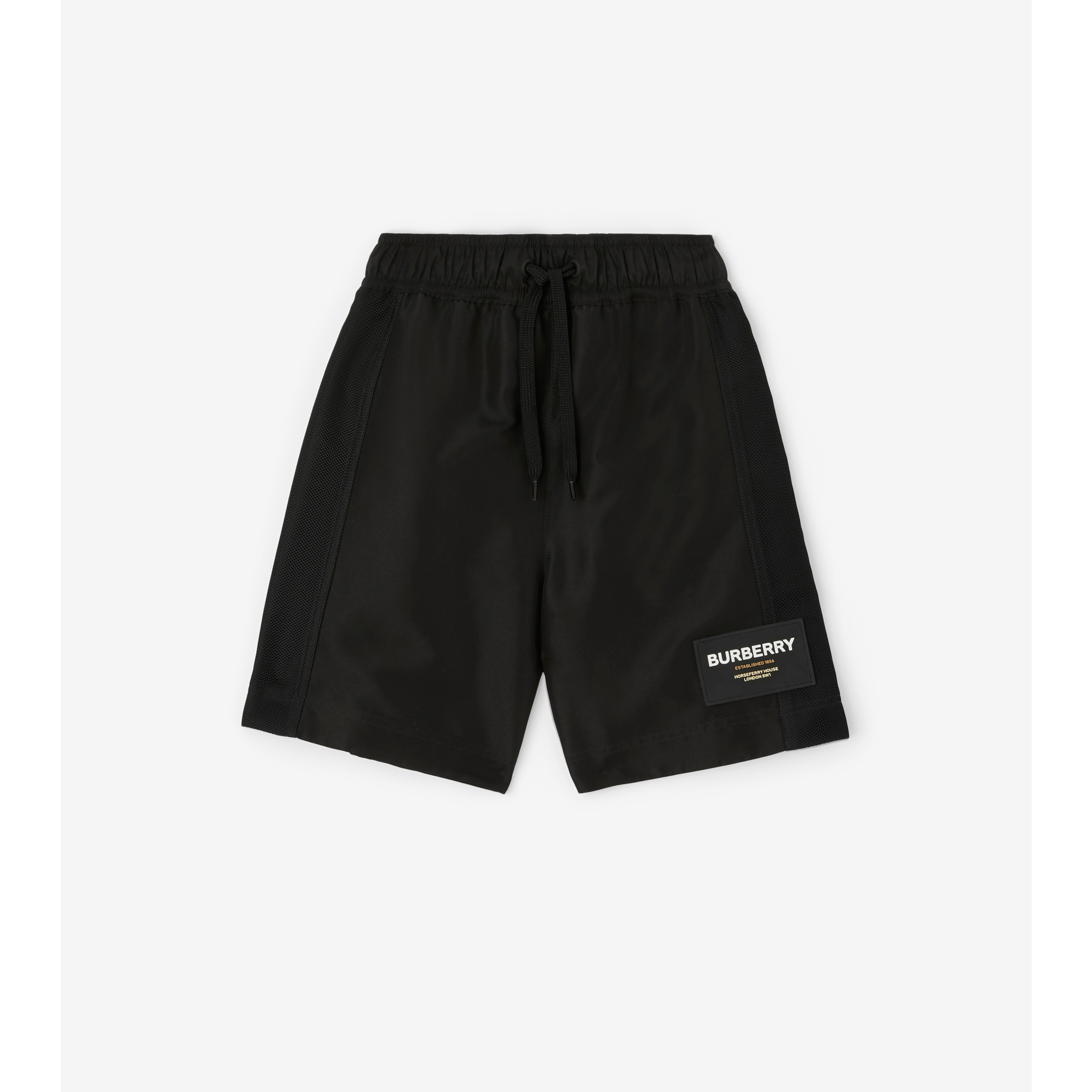 Black burberry swim trunks on sale