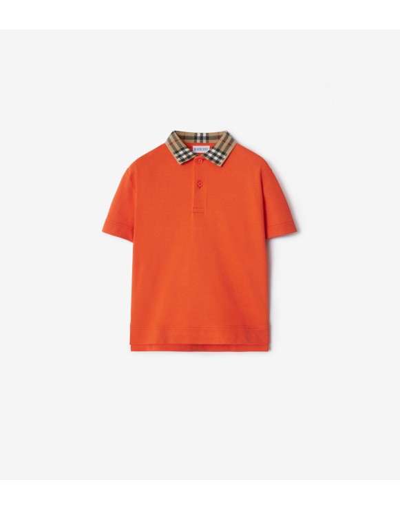 Check Collar Cotton Polo Shirt