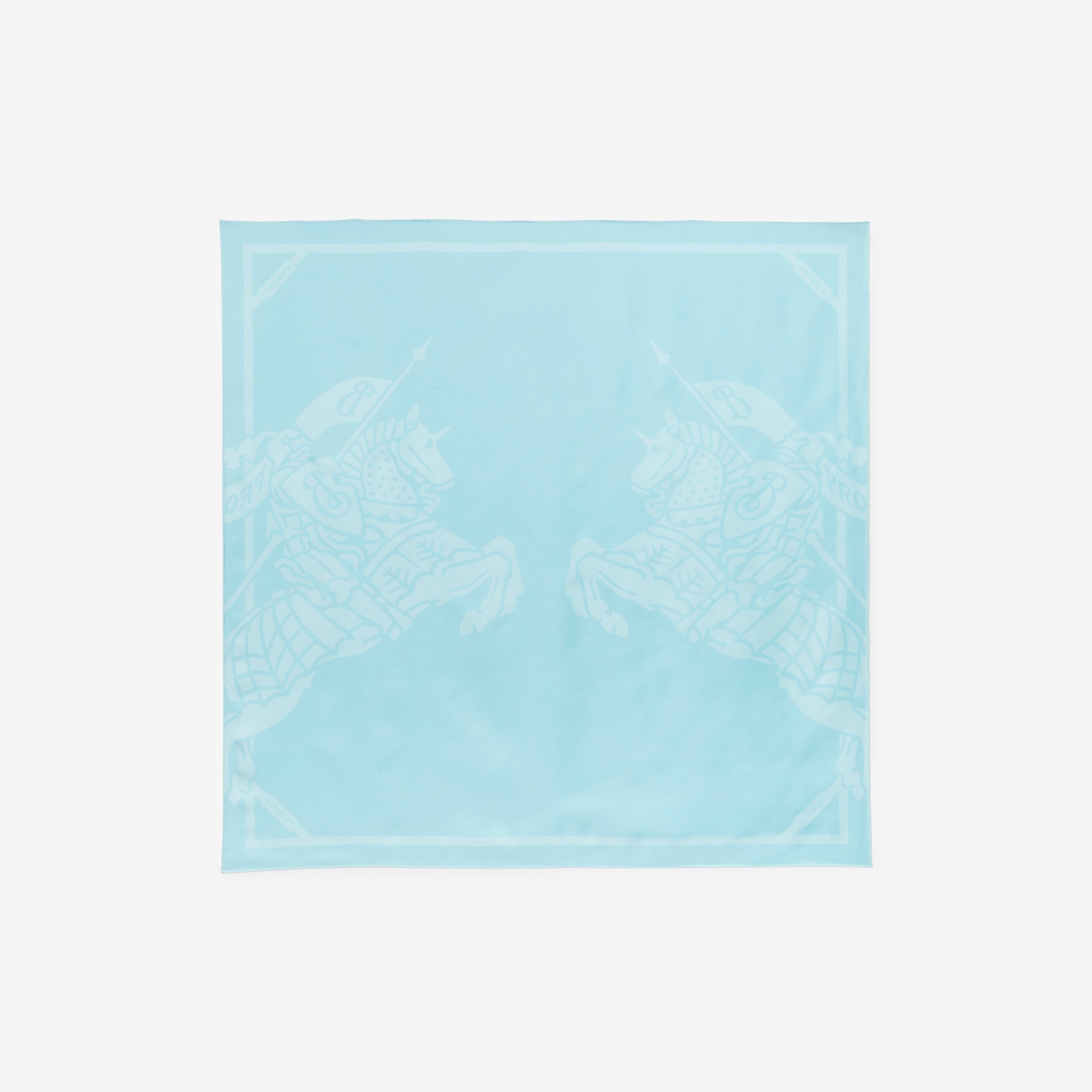 马术骑士印花丝质方巾 (亮蓝黄玉色) | Burberry® 博柏利官网 - 1