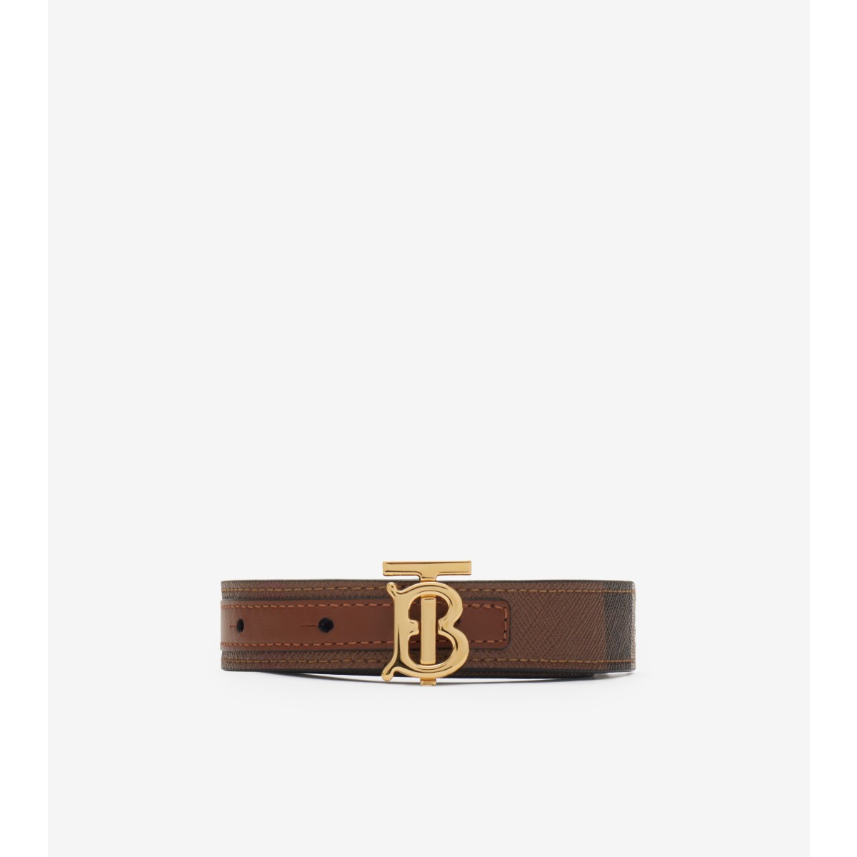  Check and Leather Reversible TB Belt