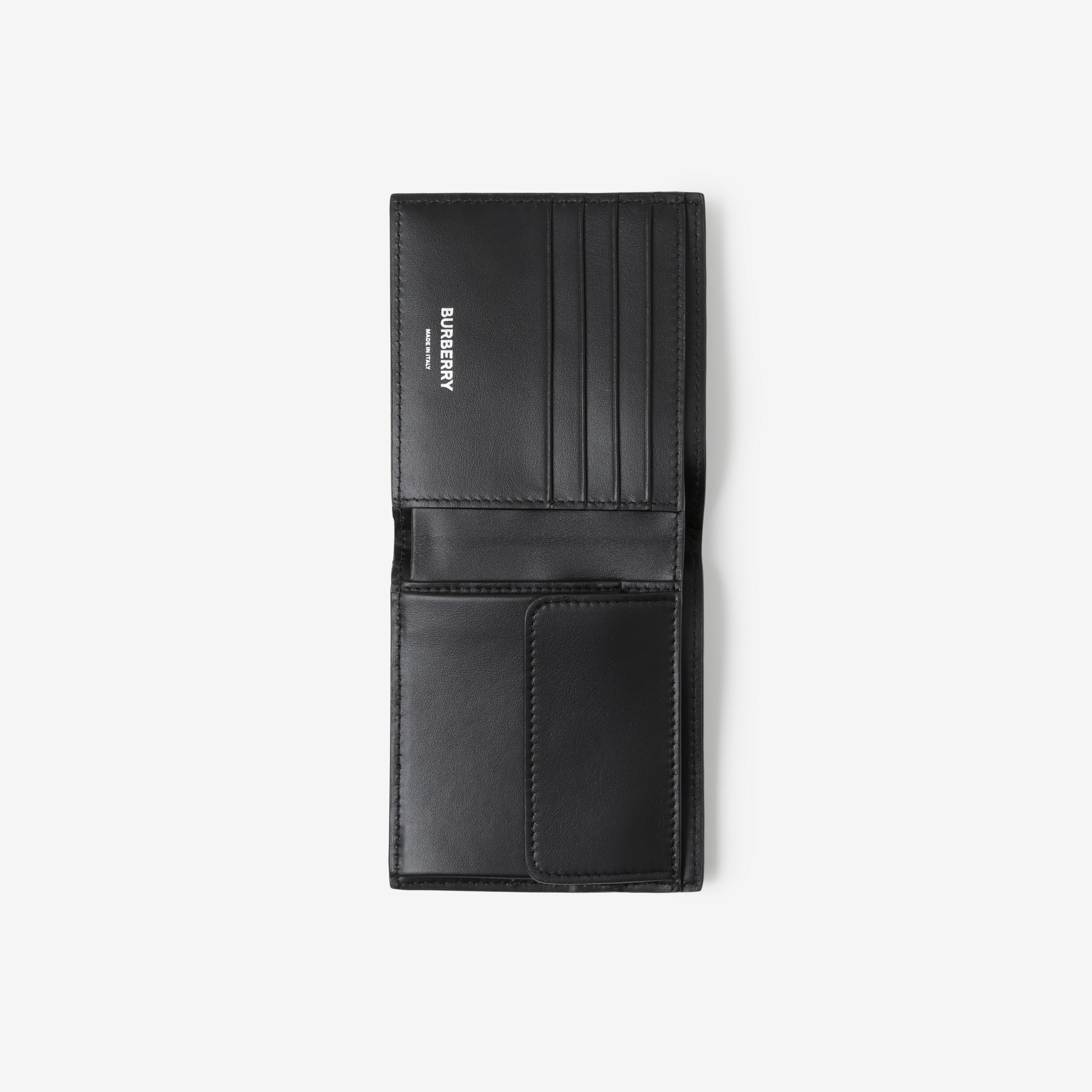 Embossed Check Leather Bifold Coin Wallet in Black - Men | Burberry® Official - 4