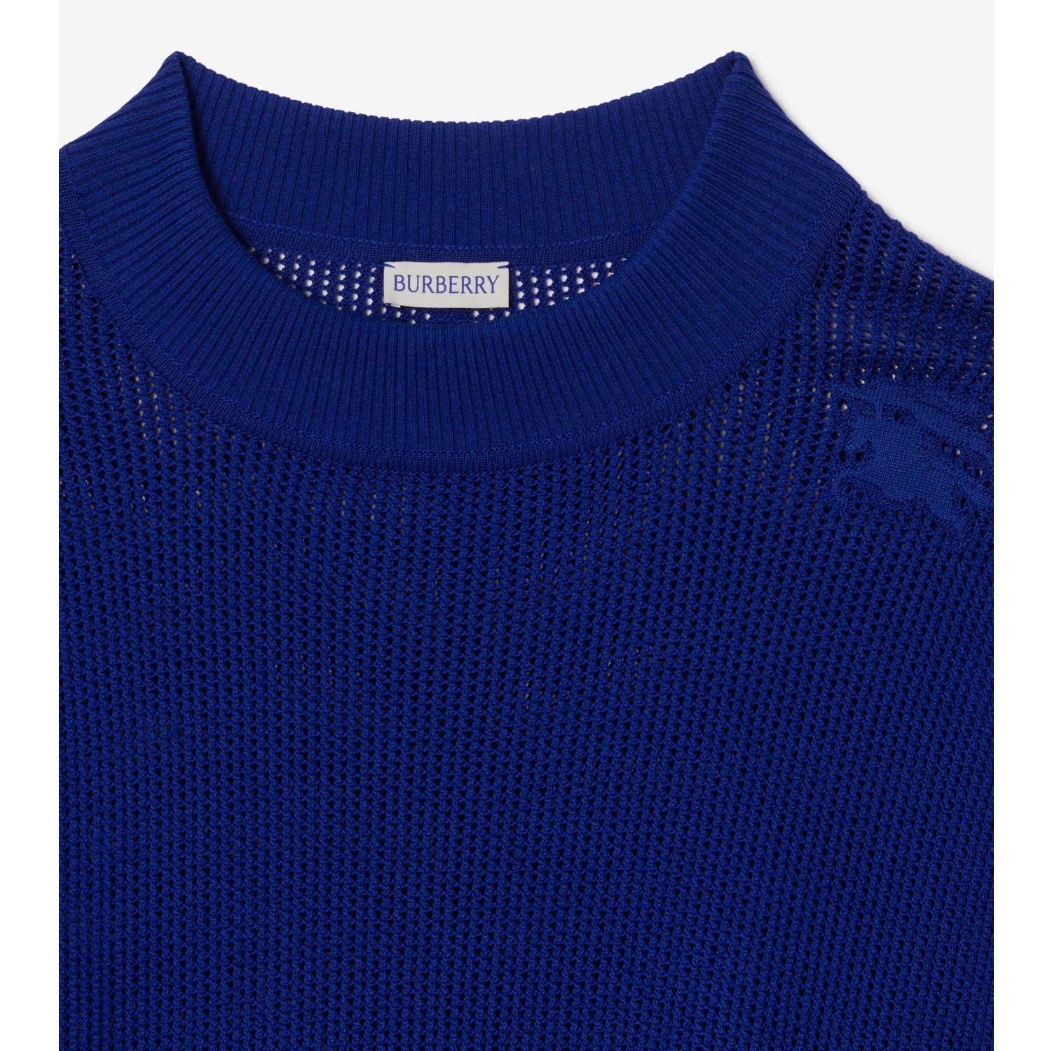 Navy, Cotton Mesh Sweater