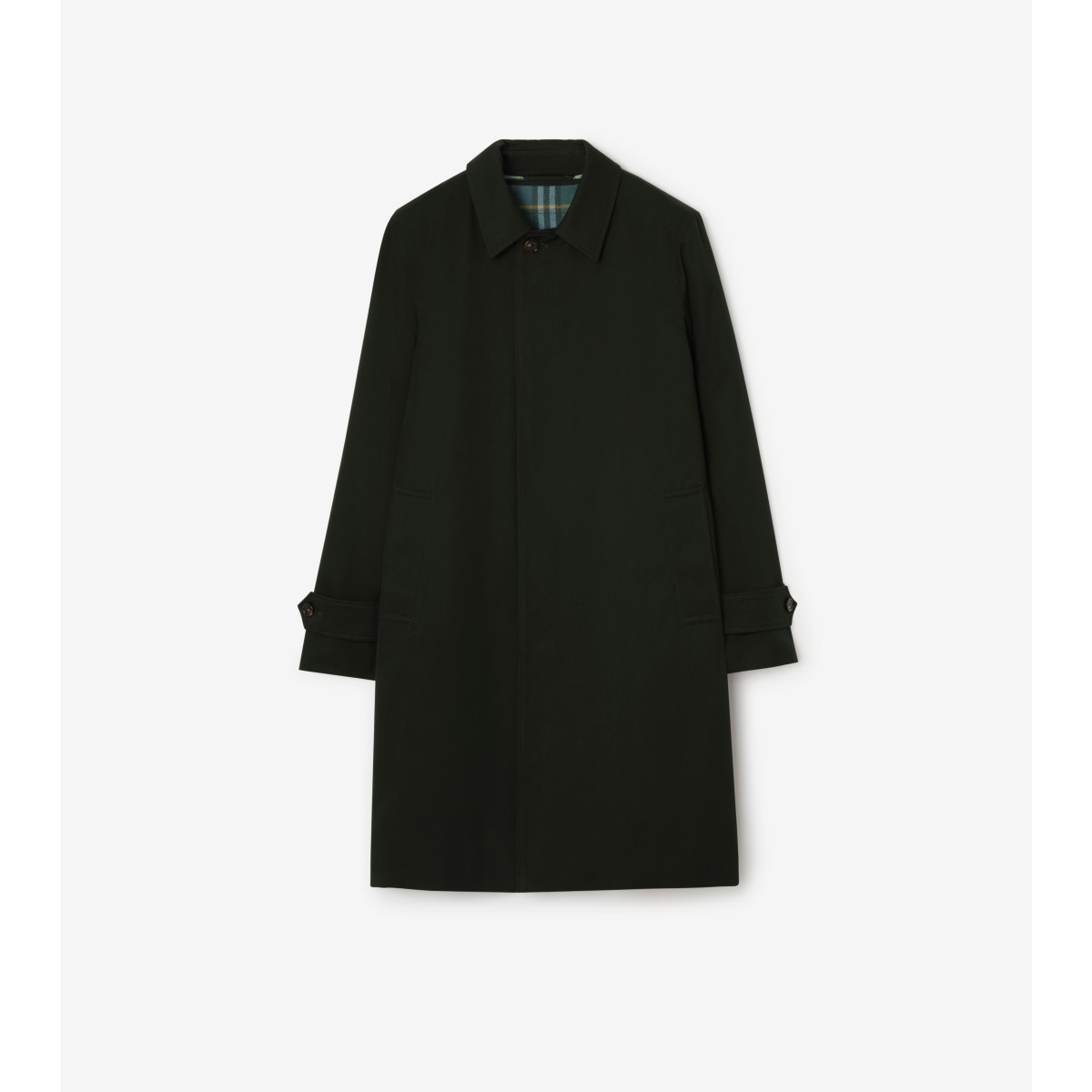  Check Long Gabardine Car Coat with Warmer