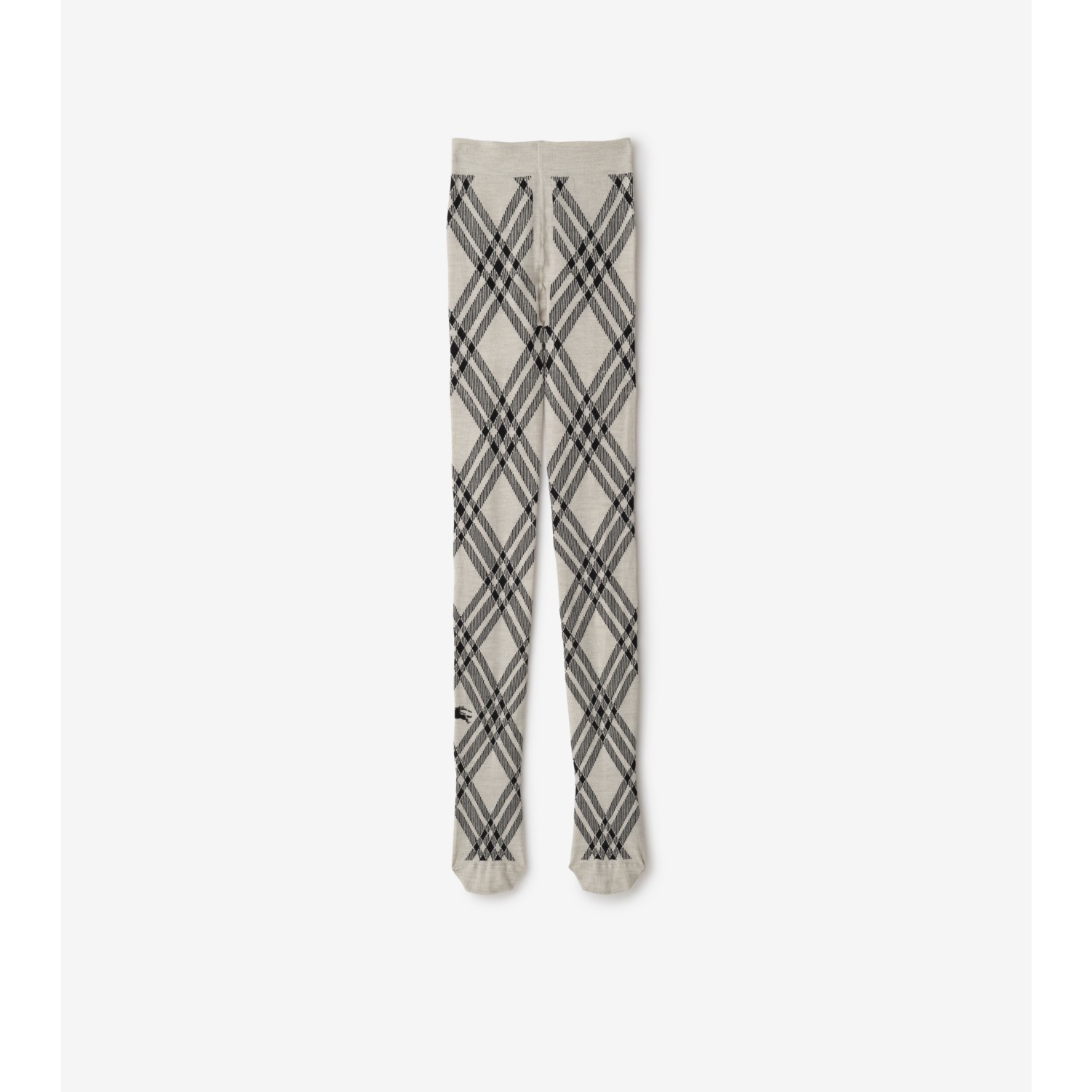 Check Wool Blend Tights in Plaster black Burberry Official