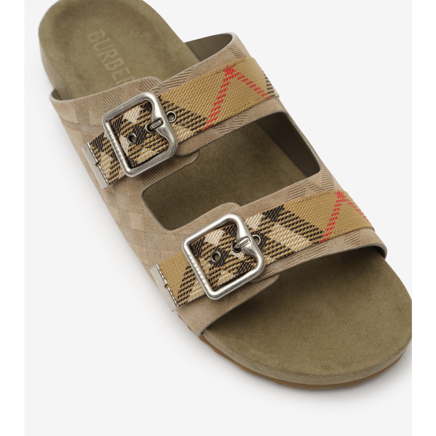 Check Suede Urchin Sandals in Sparrow beige - Men | Burberry® Official