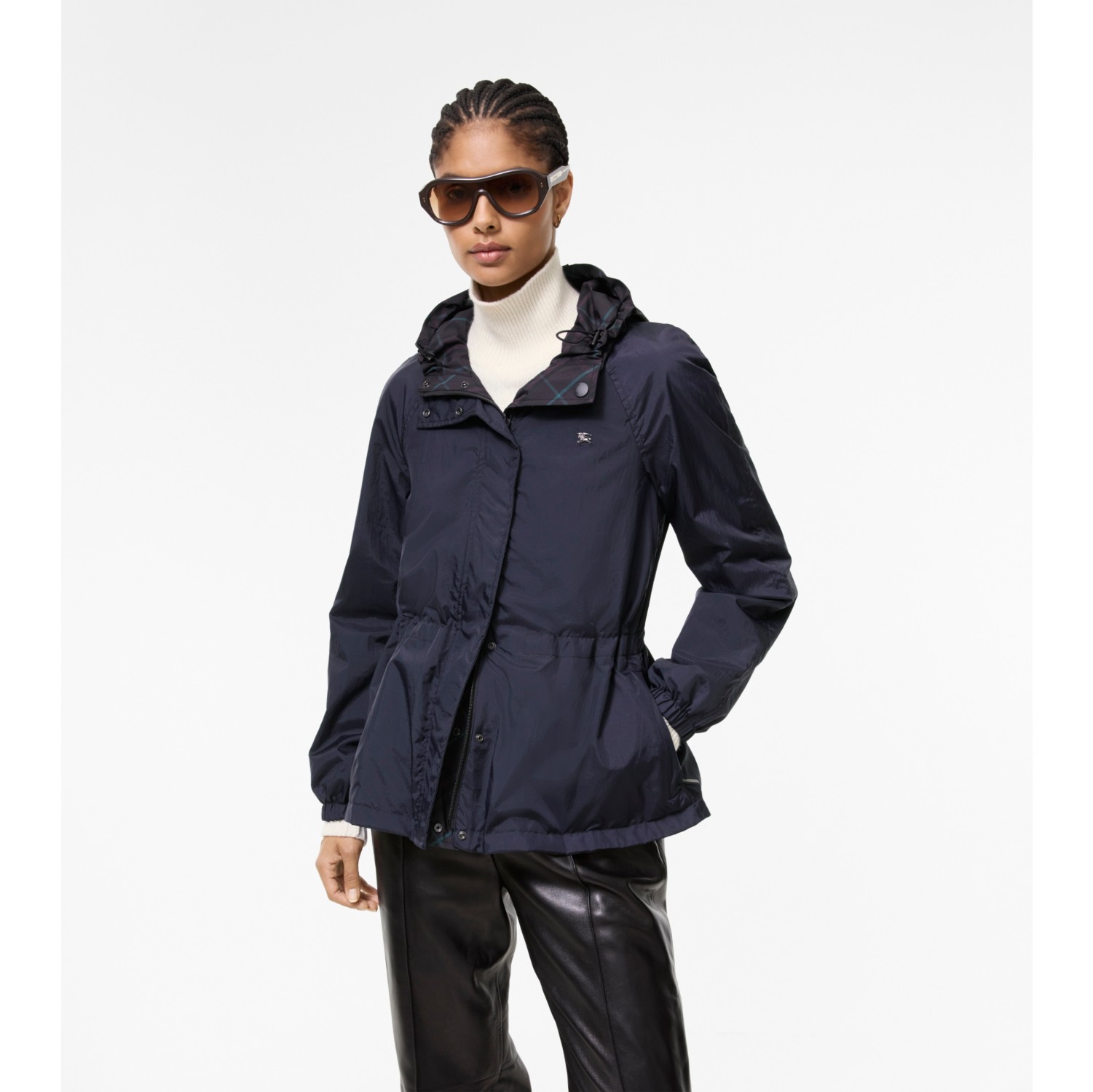 Reversible Check Nylon Hooded Jacket