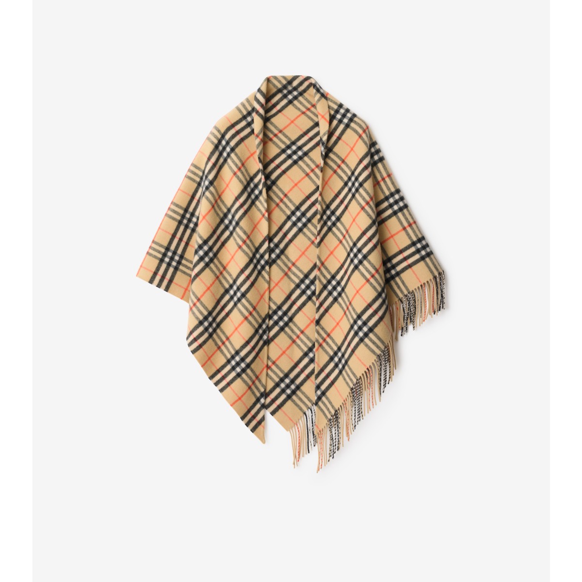 Burberry Check Wool Cashmere Cape In Brown