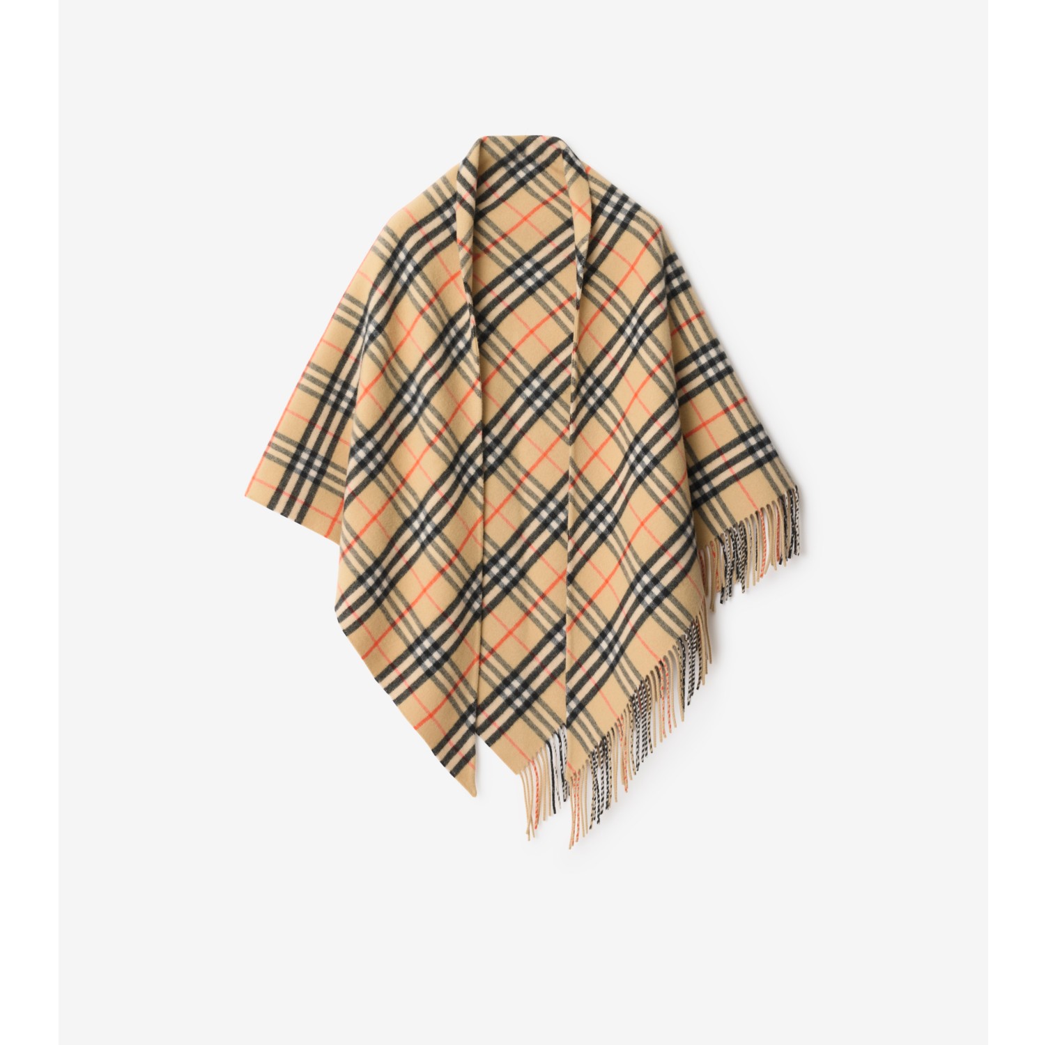 Check Wool Cashmere Cape