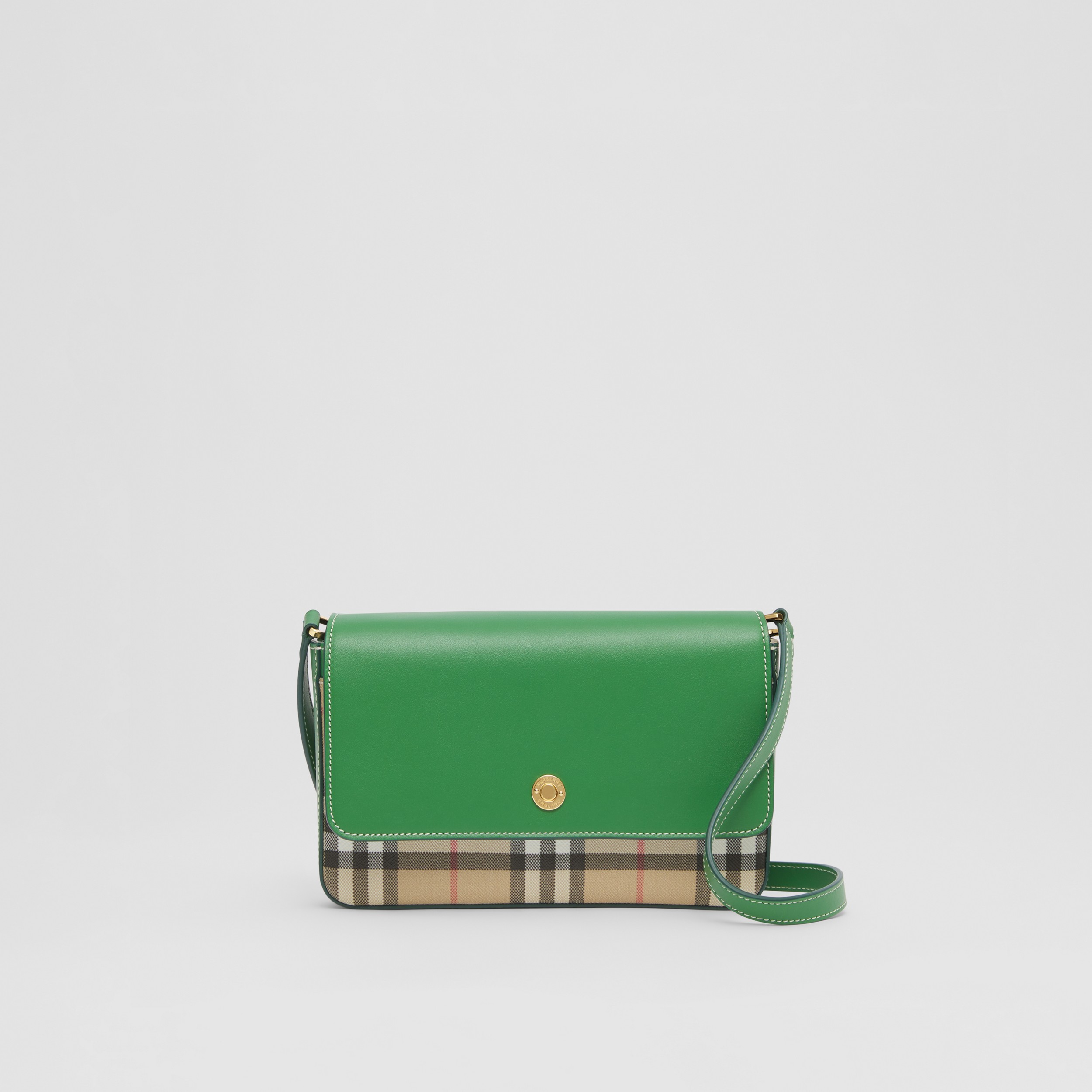 Bio-based Vintage Check and Leather Penny Bag in Archive Beige/ivy Green - Women | Burberry® Official - 1