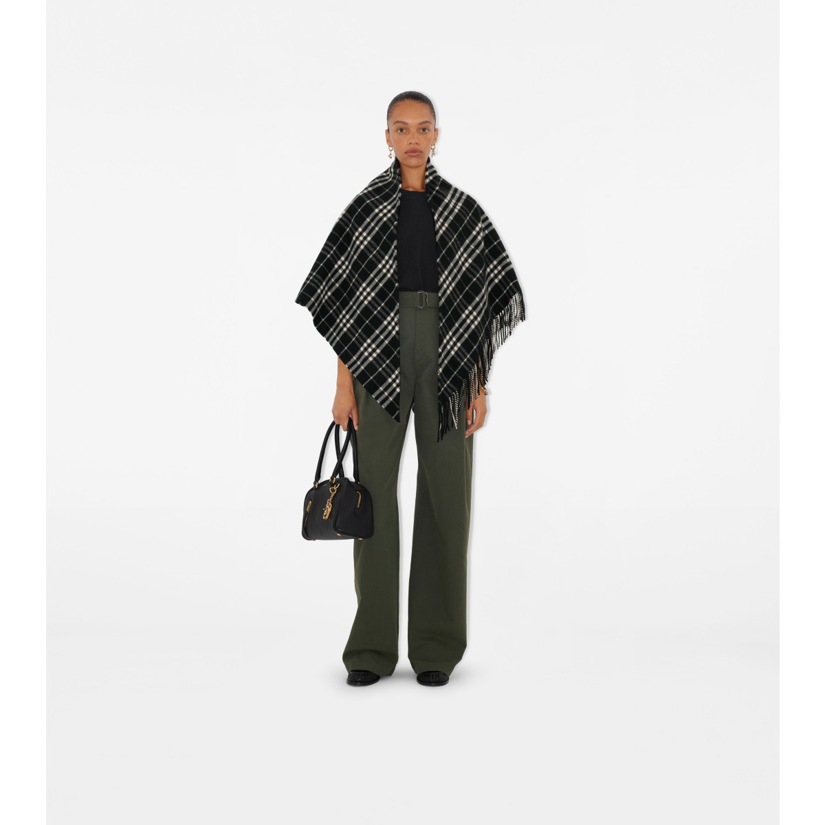  Check Wool Cashmere Cape