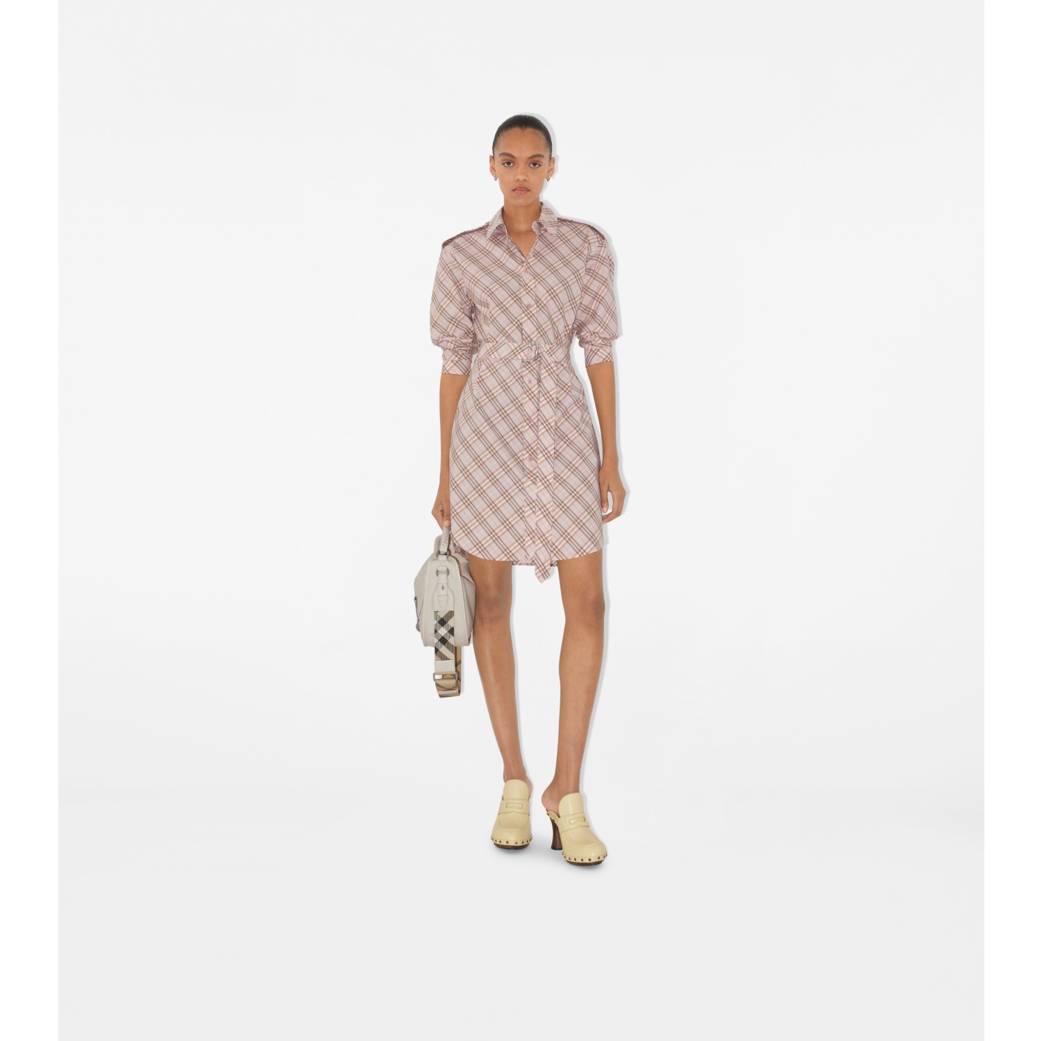 Check Cotton Shirt Dress in Floss - Women | Burberry® Official