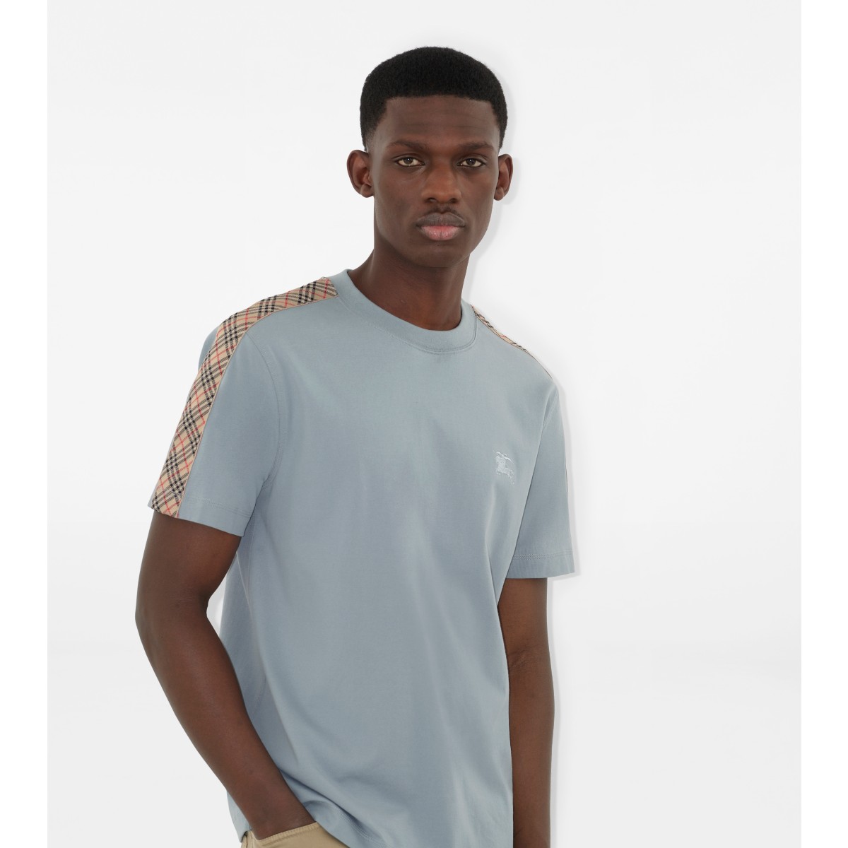 Check Trim Cotton T-shirt