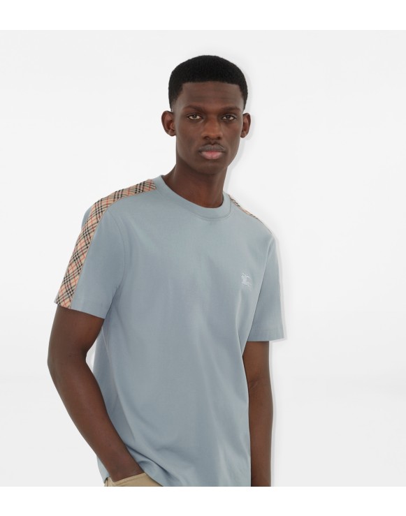 T-shirt in cotone con finiture Check