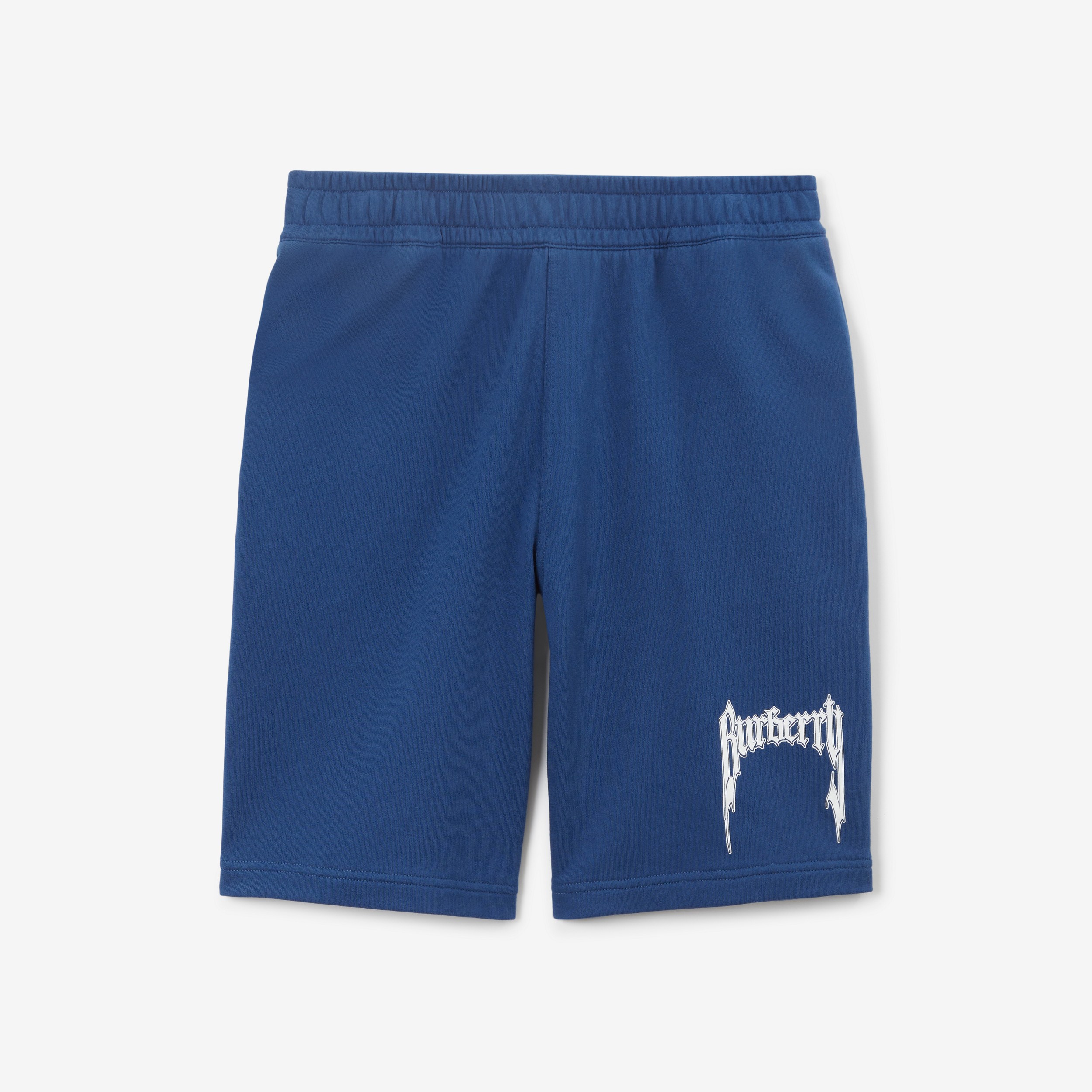 Logo Print Cotton Shorts in Blue - Men | Burberry® Official - 1