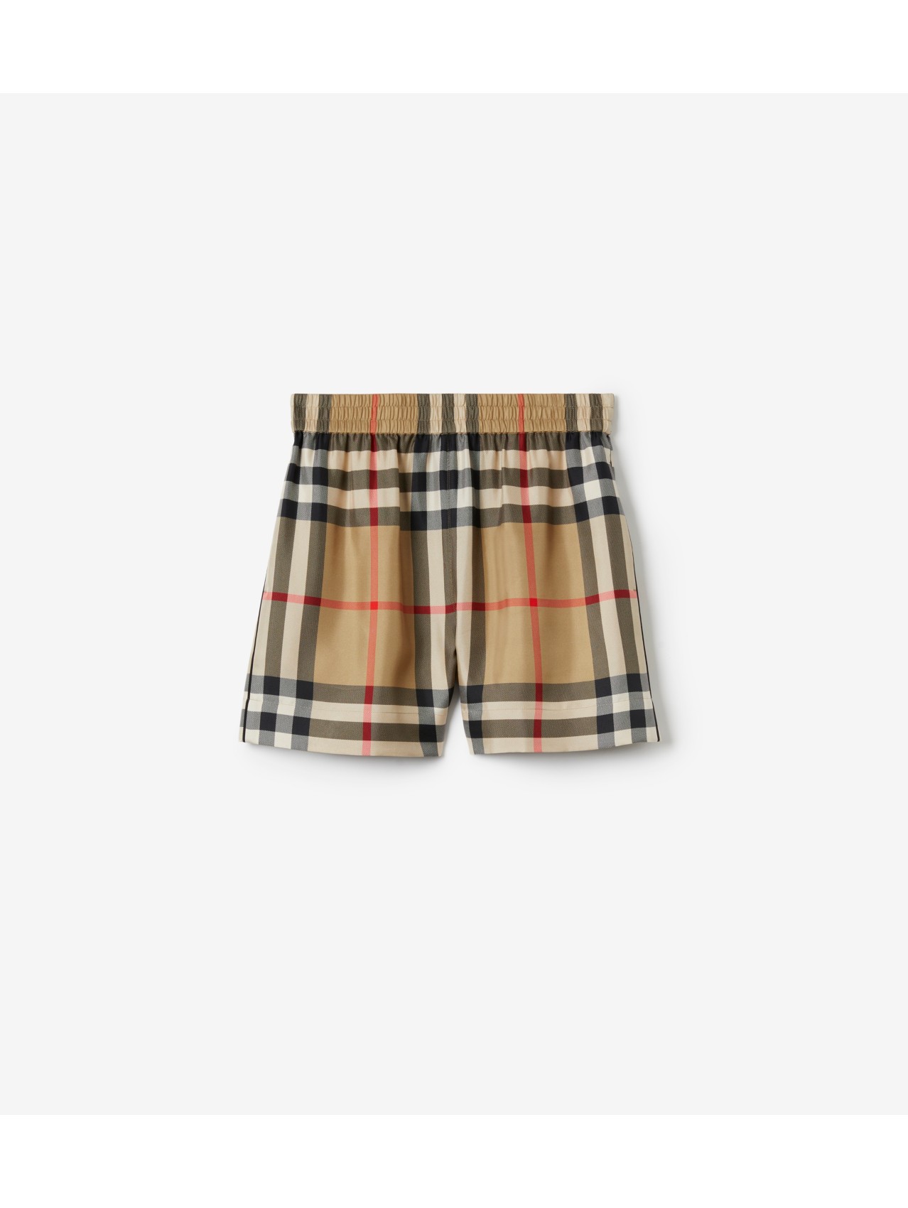 Check Silk Shorts in Archive beige Women Burberry Official