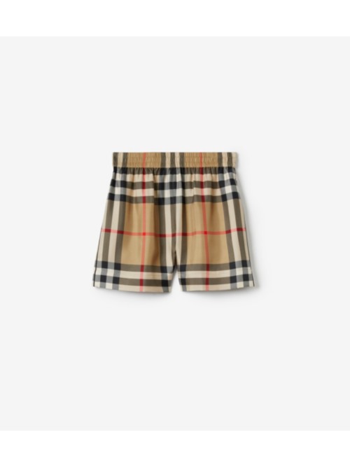 Shop Burberry Check Silk Shorts In Archive Beige