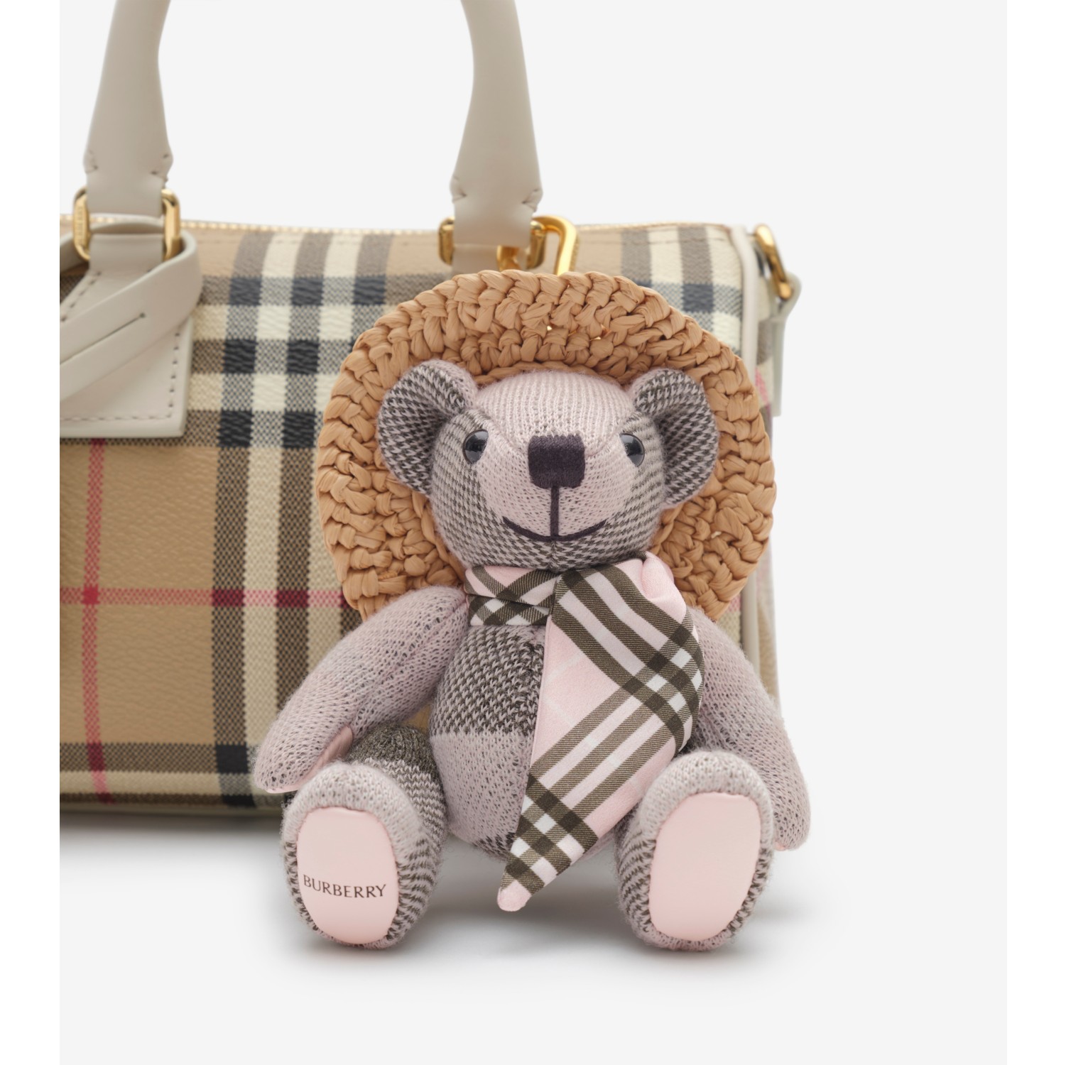 Mini Check Bowling Bag in Vintage check/soap beige - Women, Technical, Cotton | Burberry® Official