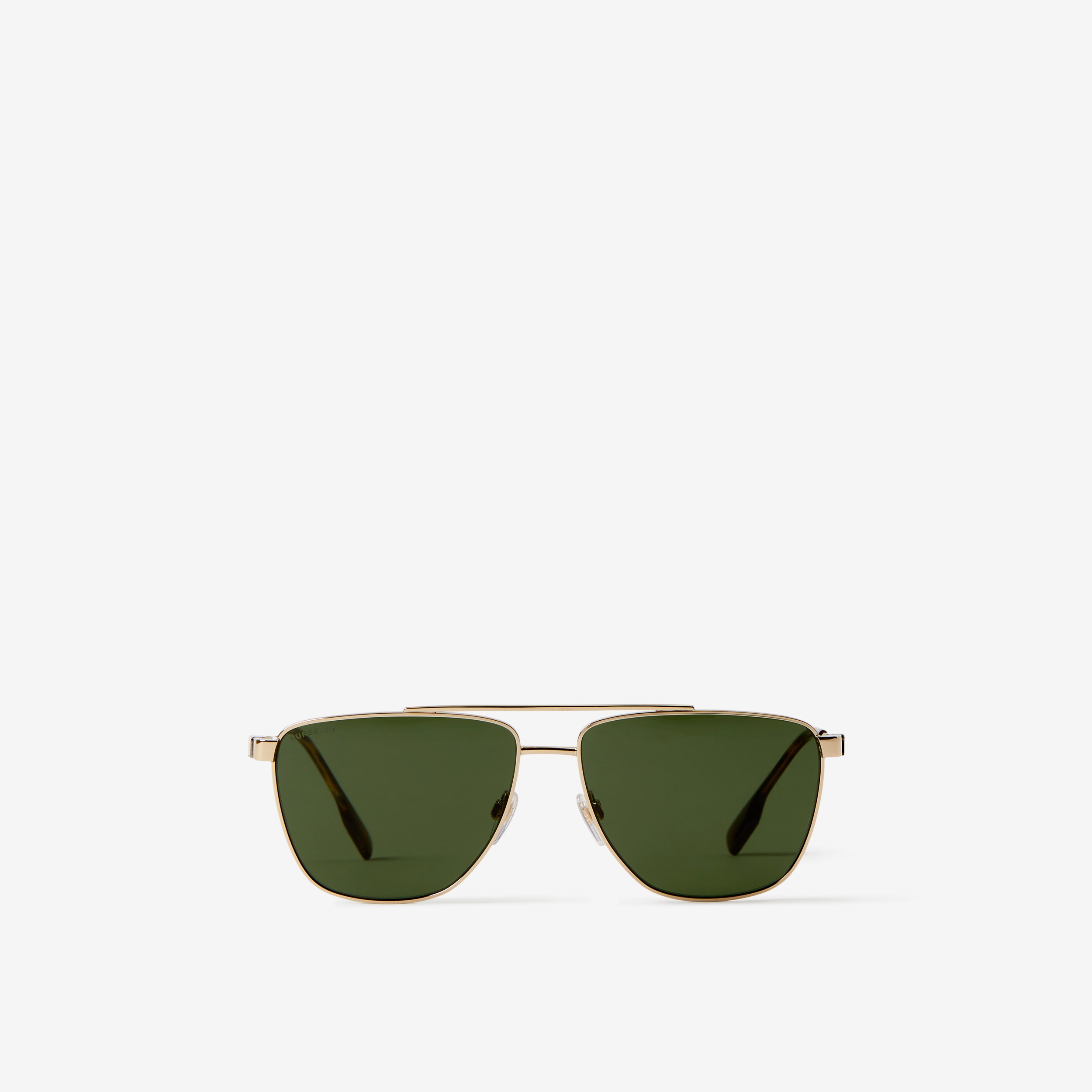 Stripe Detail Pilot Sunglasses in Light Gold | Burberry® Official - 1