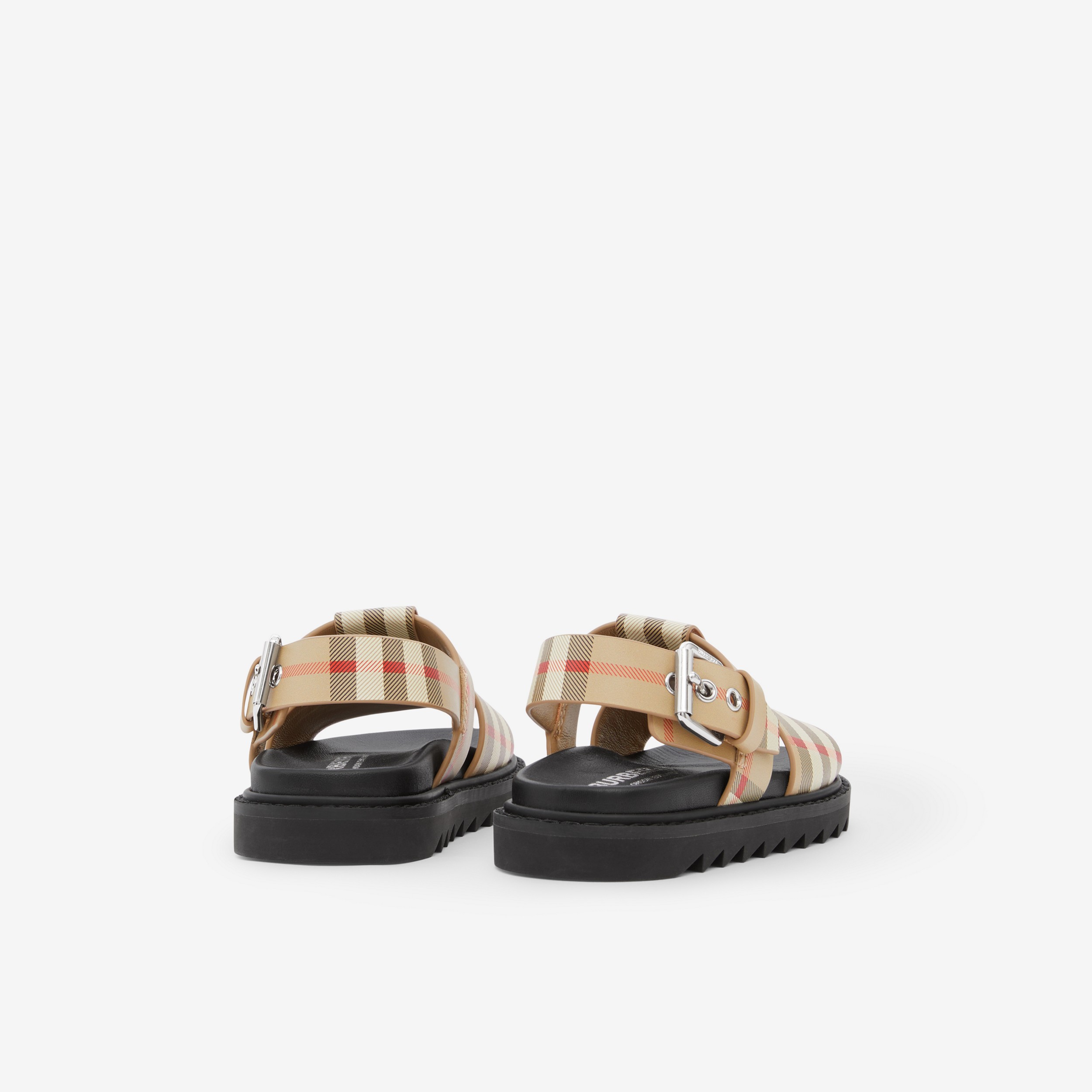 Vintage Check Leather Buckled Sandals in Archive Beige - Children | Burberry® Official - 3