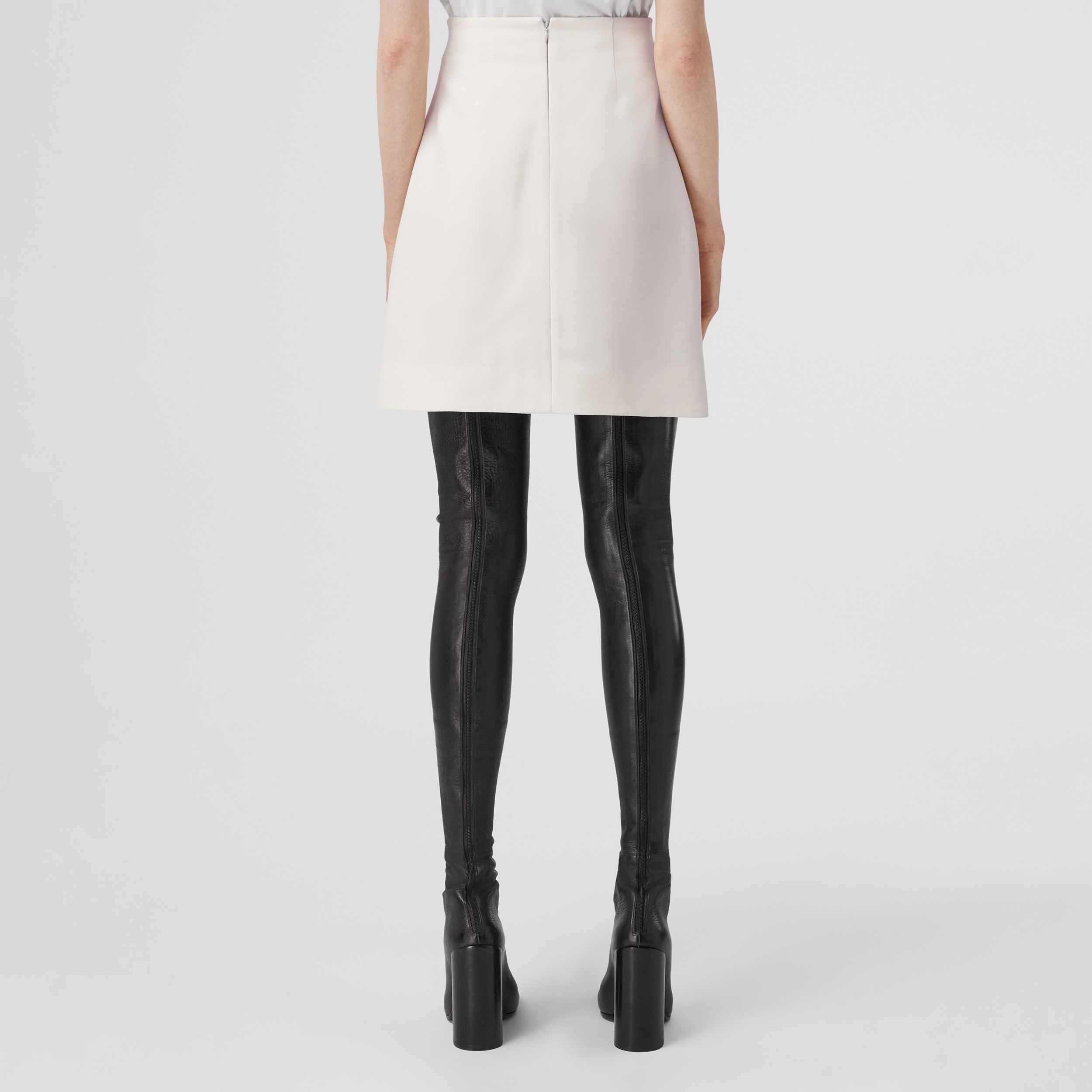Wool Silk Mini Skirt in Natural White - Women | Burberry® Official - 3