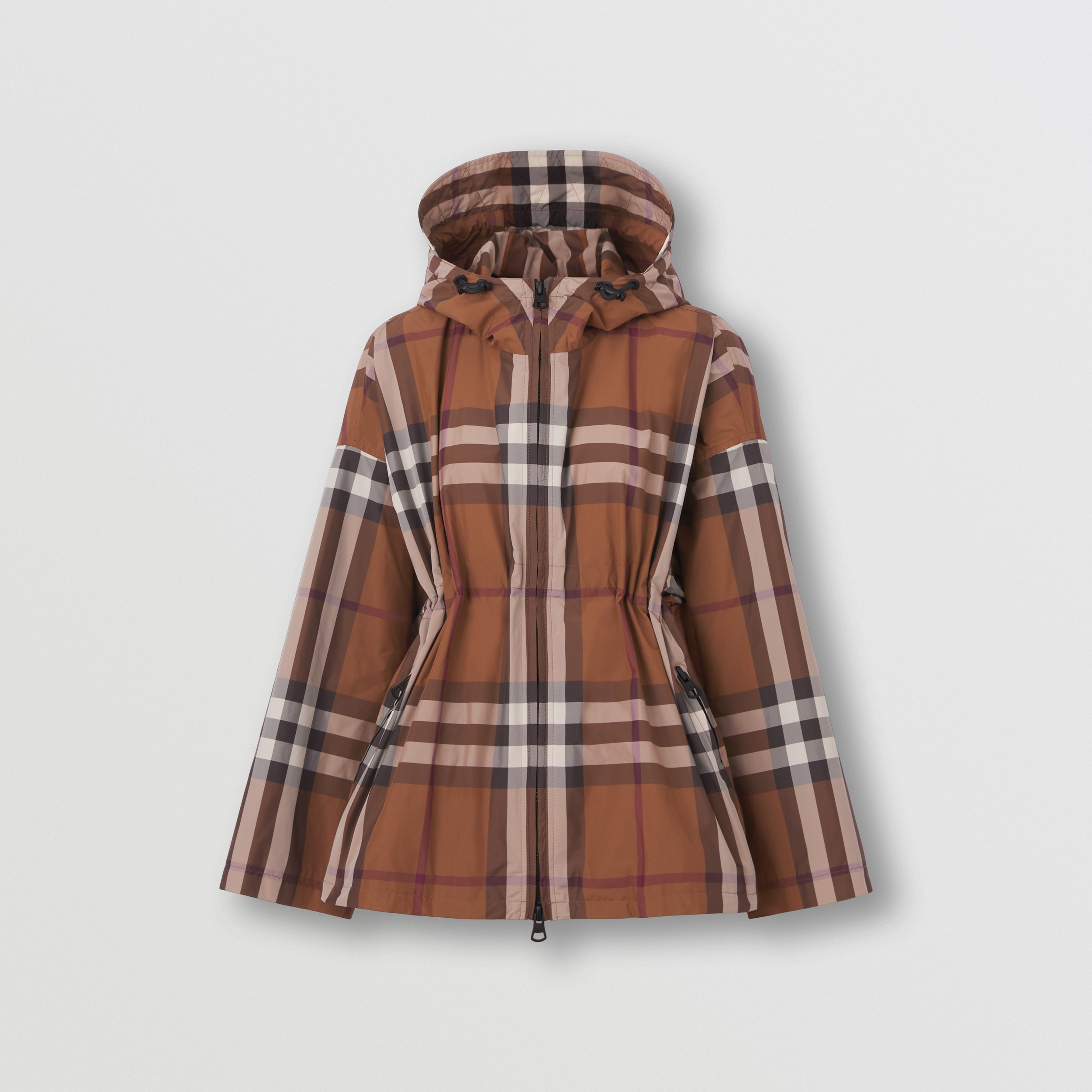 Check Recycled Polyester Hooded Jacket in Dark Birch Brown - Women | Burberry® Official - 4