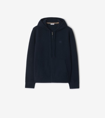 Cashmere Blend Zip Hoodie in Navy - Men | Burberry® Official