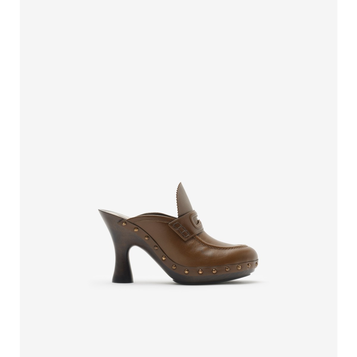 Burberry Leather Potter Clogs In Splinter