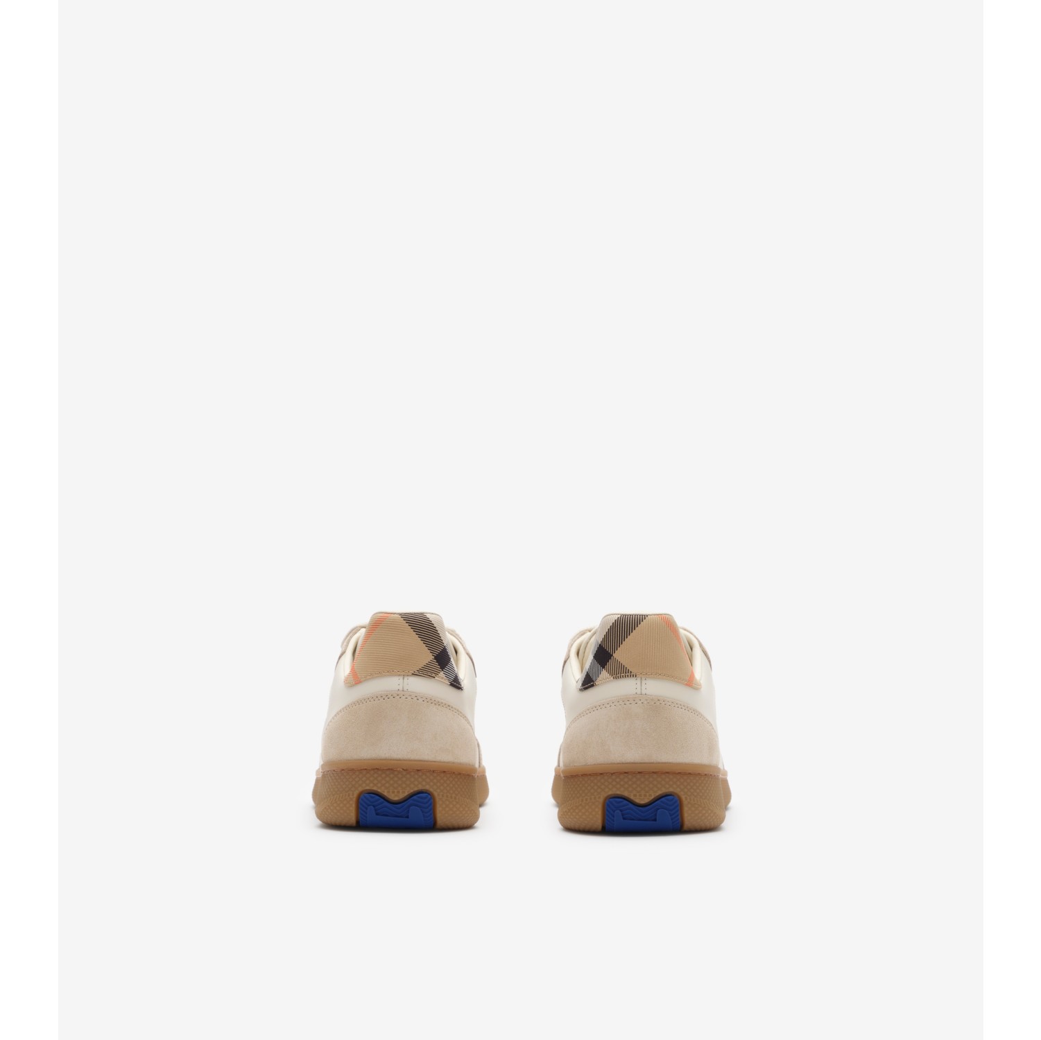 Leather, Suede and Check Terrace Sneakers in Dove beige/grey/sand - Women | Burberry® Official