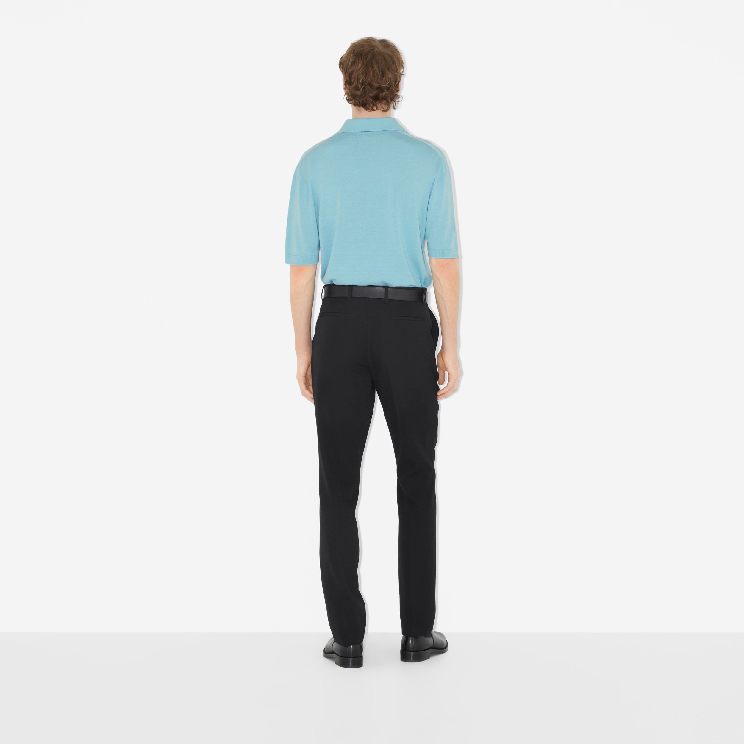 Woll-Seiden-Poloshirt mit Rittermotiv (Kühles Denimblau) - Herren | Burberry® - 4