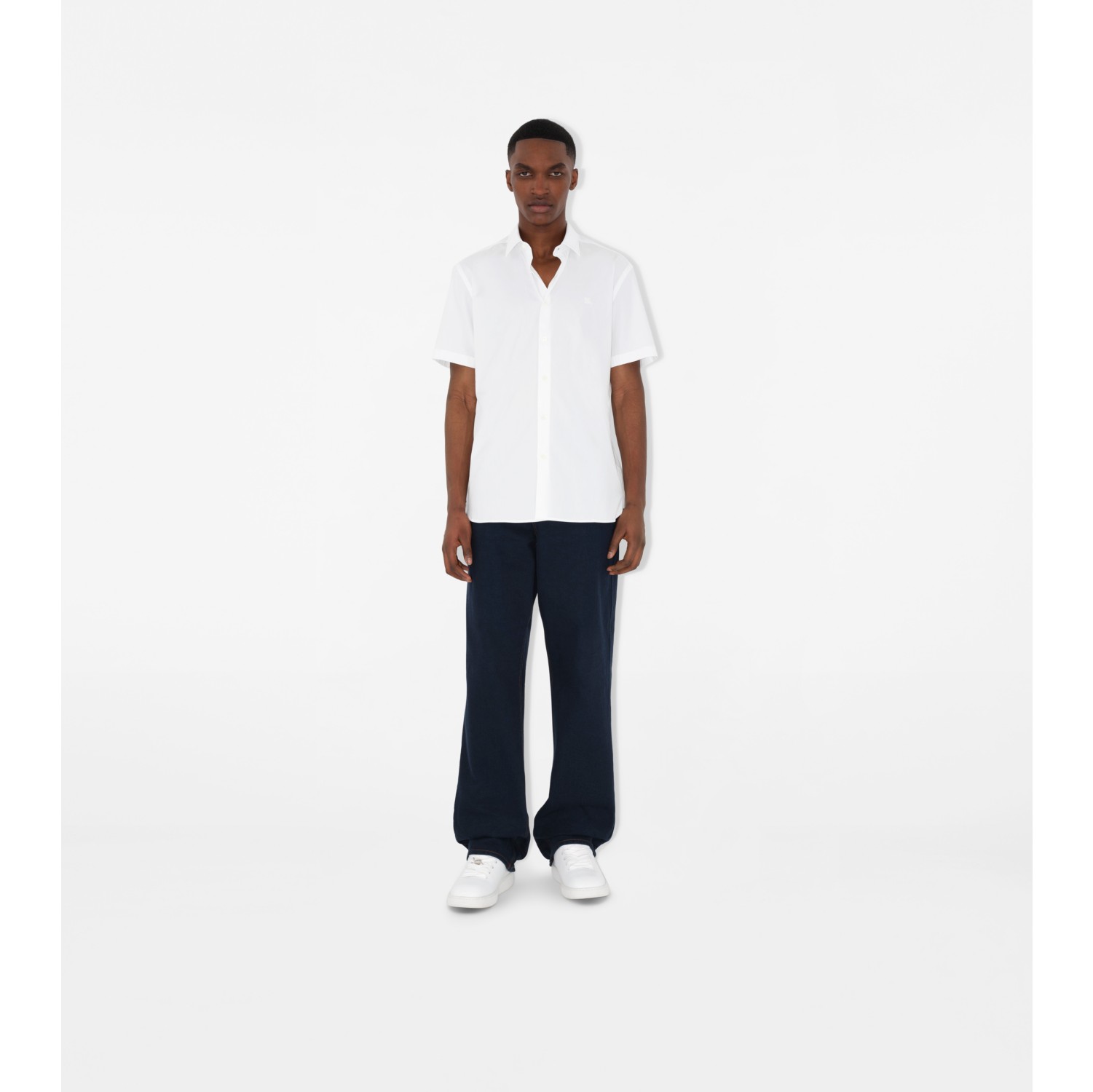 Stretch Cotton Shirt in White Men Burberry Official