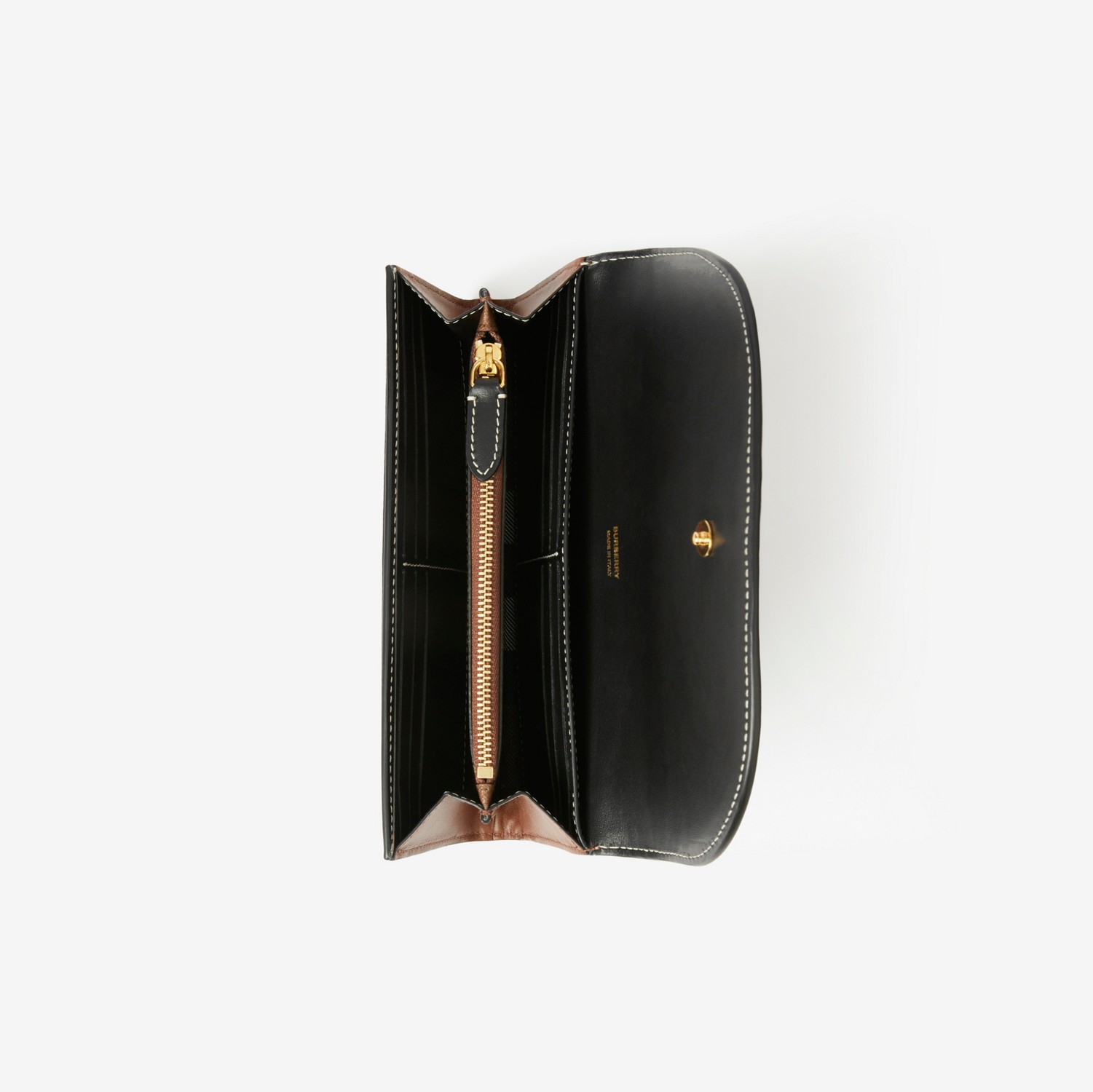Brieftasche im Kontinentalformat aus Karogewebe und Leder (Dunkles Birkenbraun) - Damen | Burberry®