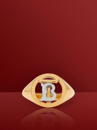 Monogram Motif Gold-plated Signet Ring